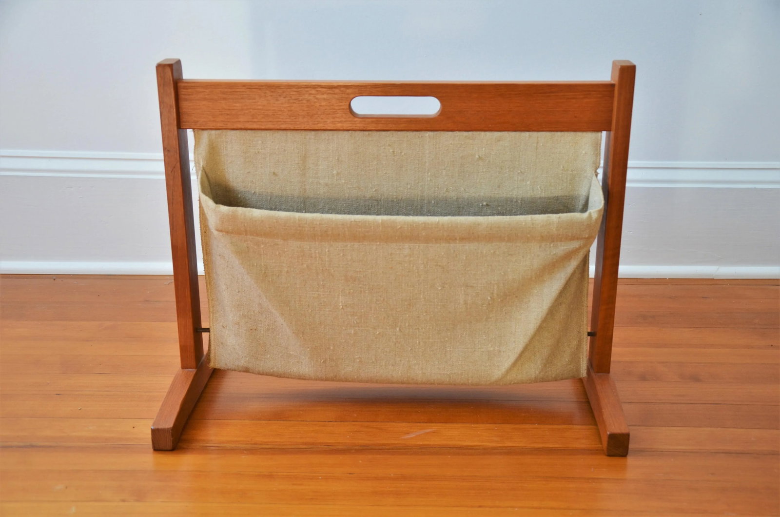 Brdr Furdo Danish Modern Teak and Linen Double Magazine Rack - 9