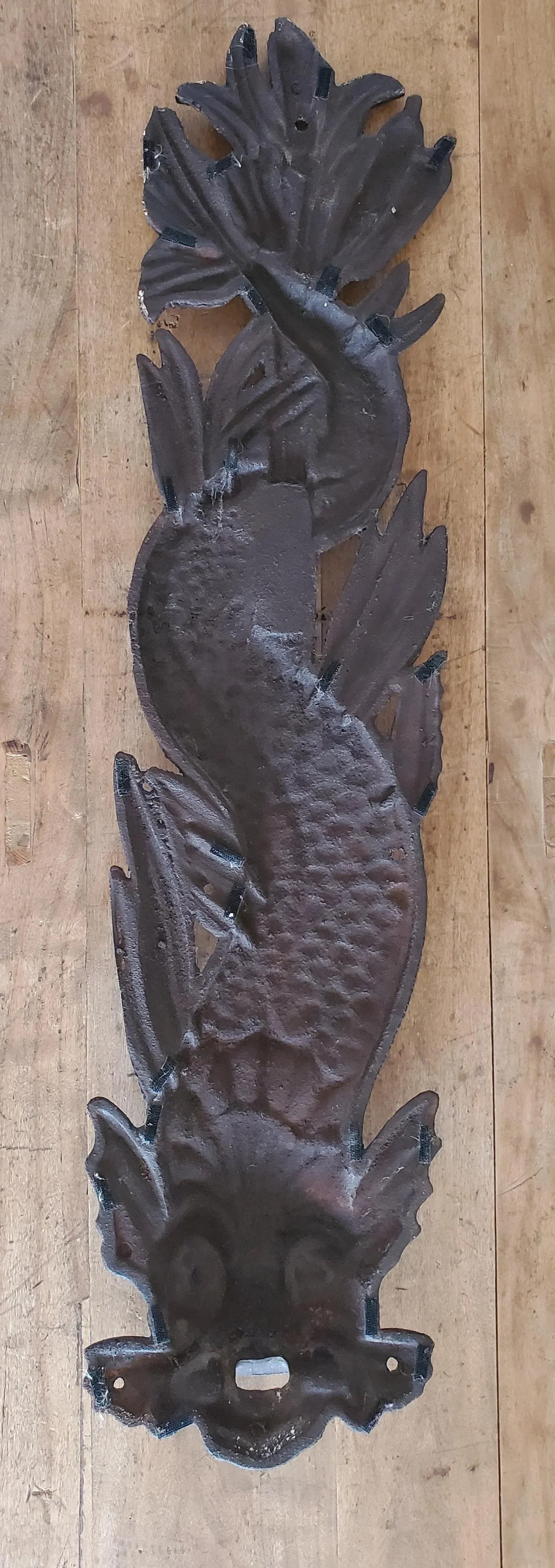 Dolphin Plaque Fish Fountain Down Spout, Large Cast Iron Plaque, 19th Century - 12