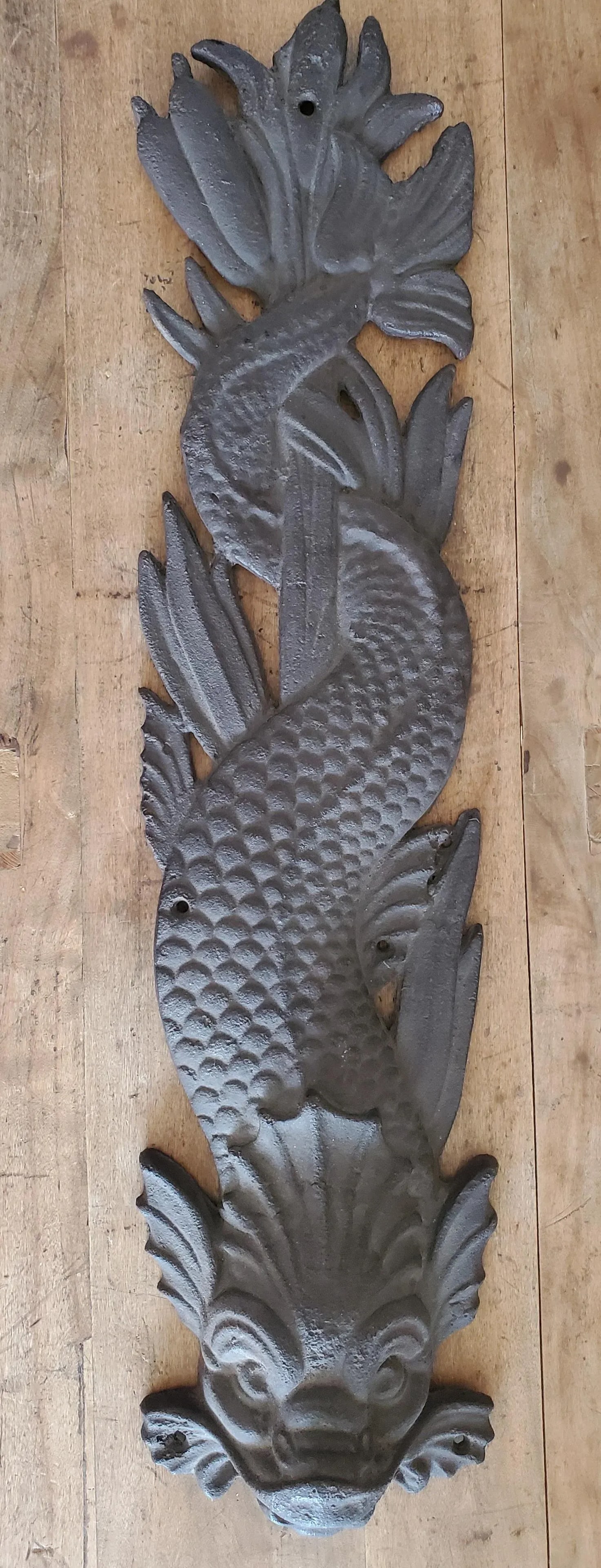 Dolphin Plaque Fish Fountain Down Spout, Large Cast Iron Plaque, 19th Century - 4