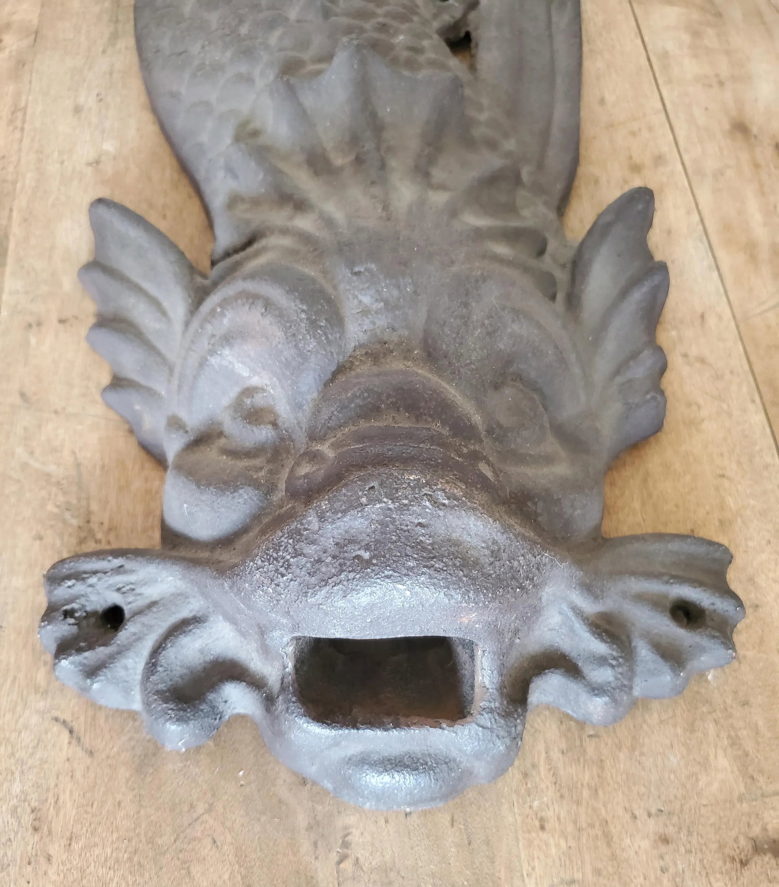 Dolphin Plaque Fish Fountain Down Spout, Large Cast Iron Plaque, 19th Century - 5
