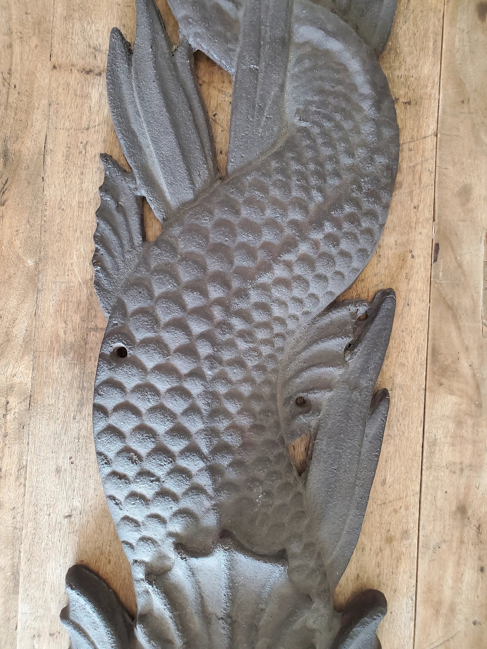 Dolphin Plaque Fish Fountain Down Spout, Large Cast Iron Plaque, 19th Century - 6