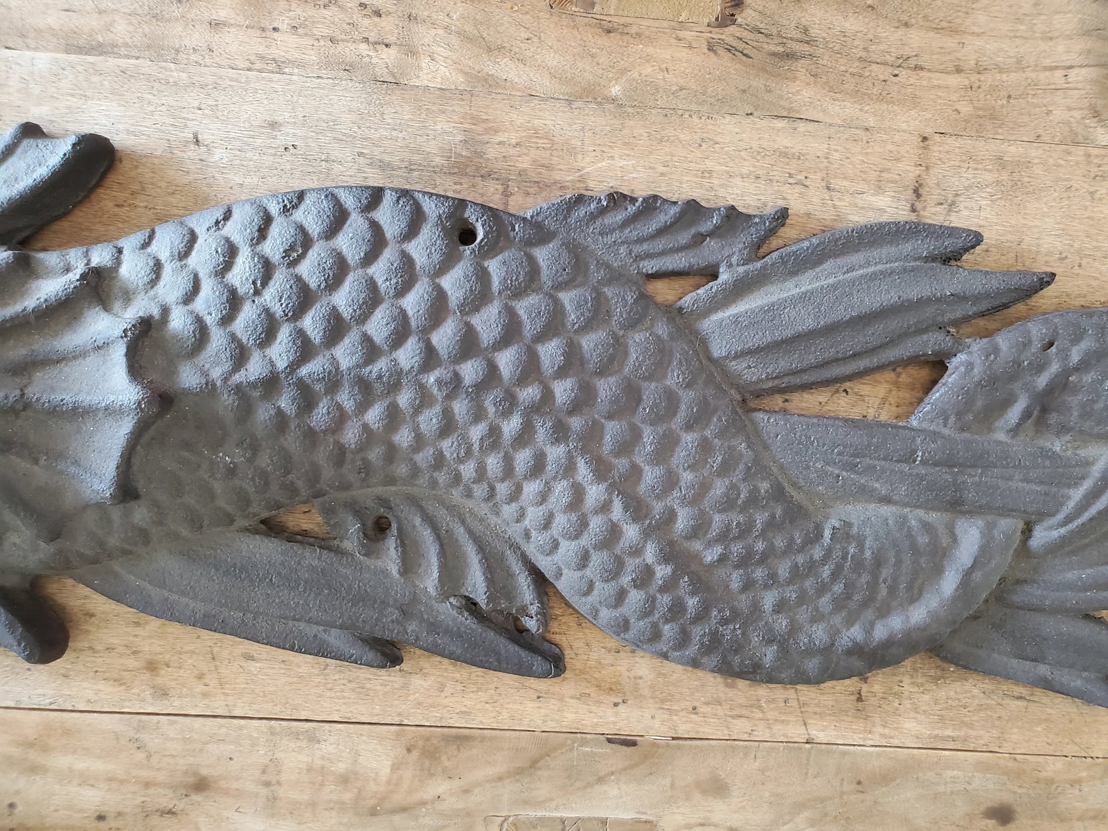 Dolphin Plaque Fish Fountain Down Spout, Large Cast Iron Plaque, 19th Century - 7
