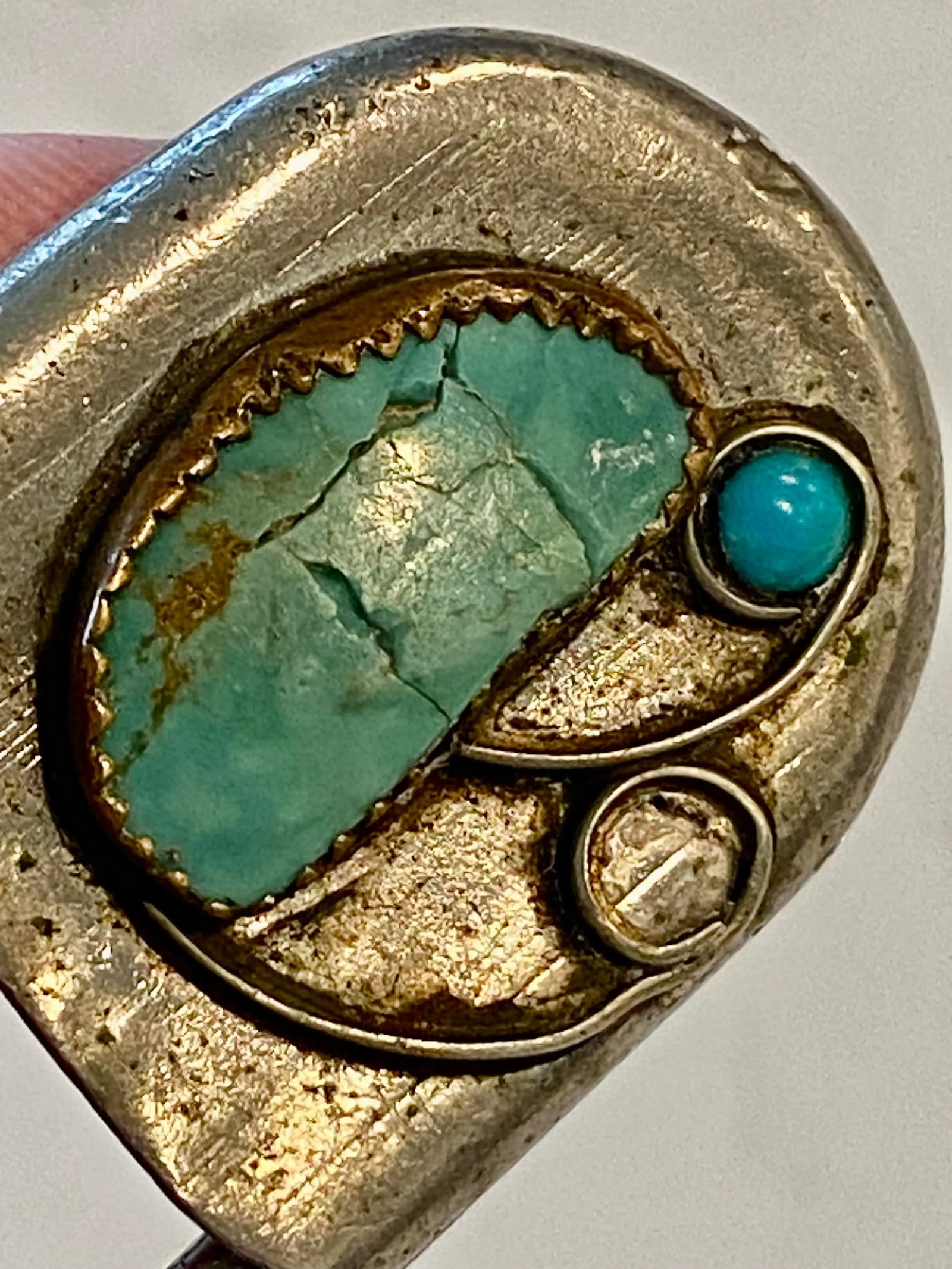 Navajo Old Pawn Safety Pin Key-Tag in Sterling Silver - 4