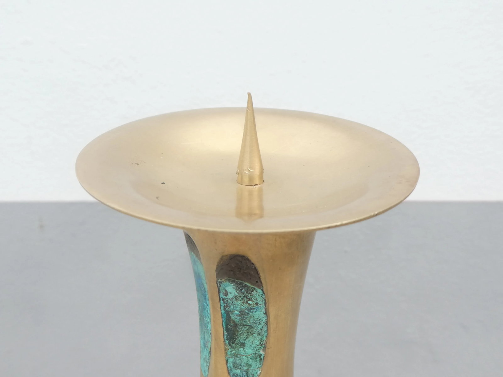 Mid Century Mexican Modernist Pepe Mendoza Bronze and Stone Inlay Candlesticks- Set of 3 - 10