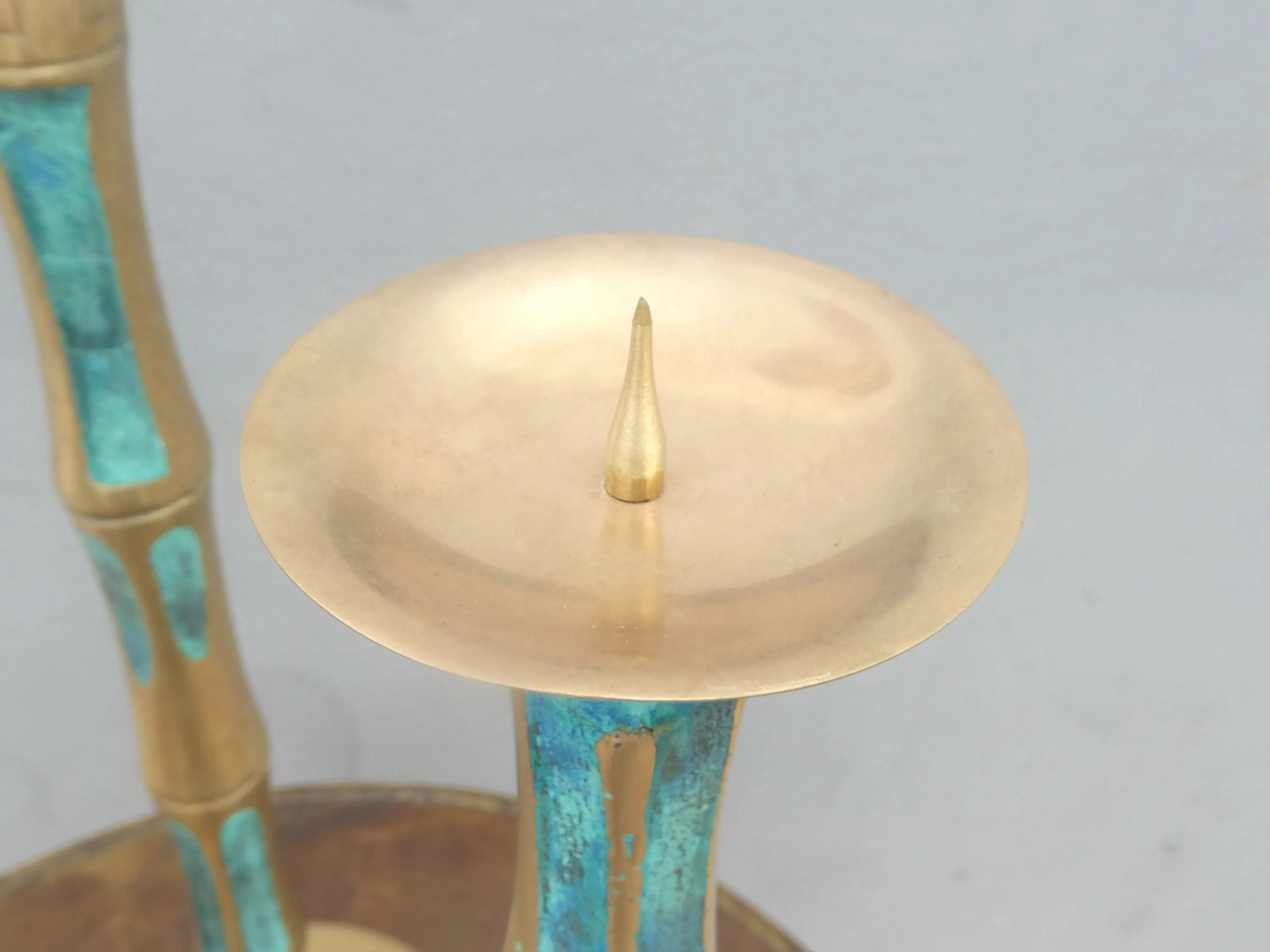Mid Century Mexican Modernist Pepe Mendoza Bronze and Stone Inlay Candlesticks- Set of 3 - 11