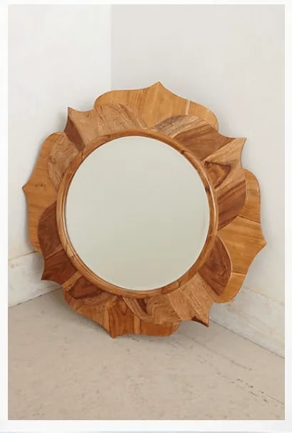 Anthropologie Lotus Wood Mirror - 3