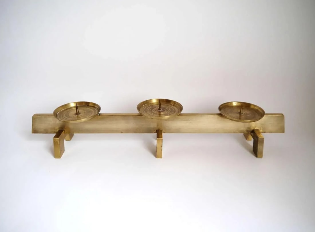 1960s Vintage Mid Century Modern Scandinavian Brass Candles Holder - 6