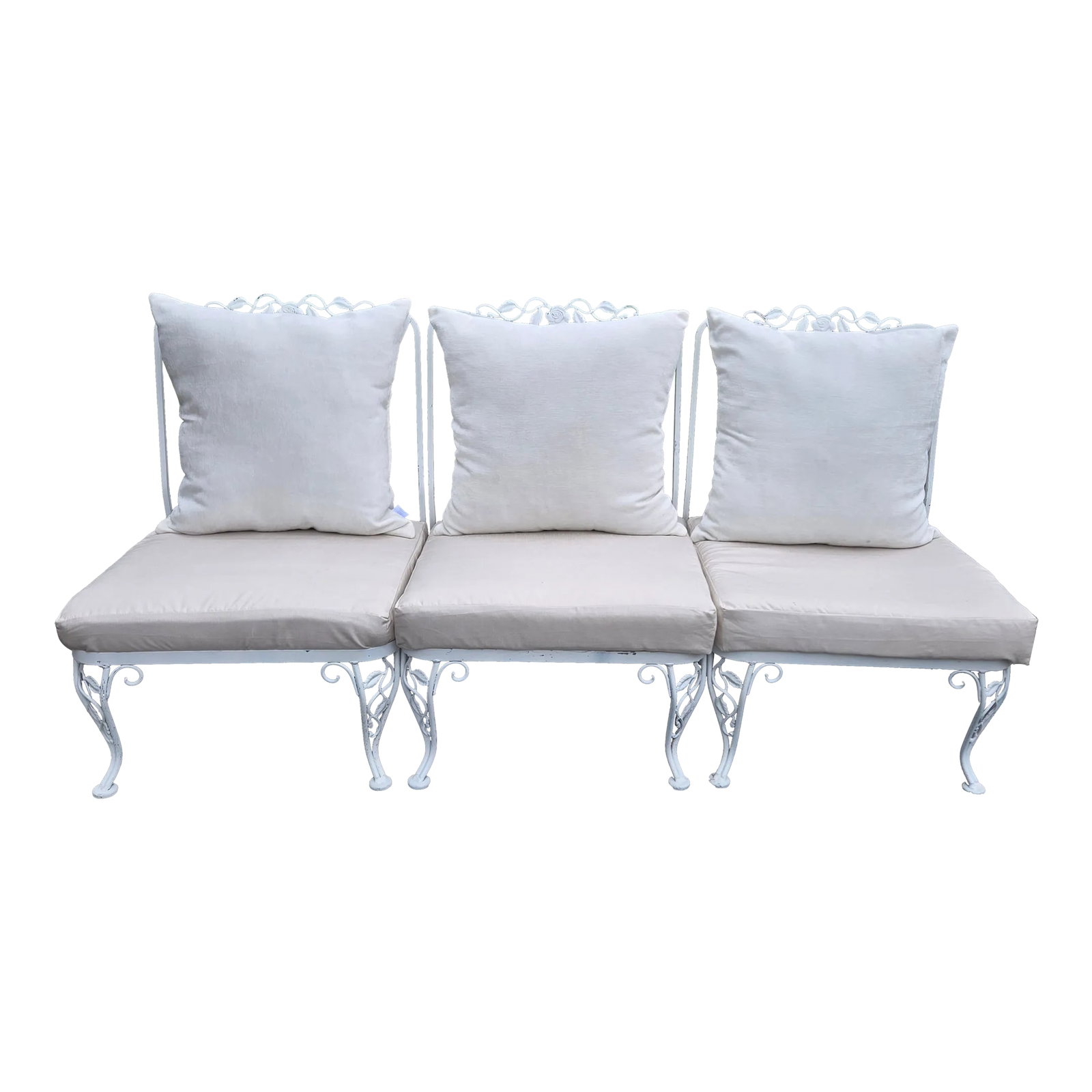 1950s Outdoor Wrought Iron Sofa With Cushions (1 of 7)