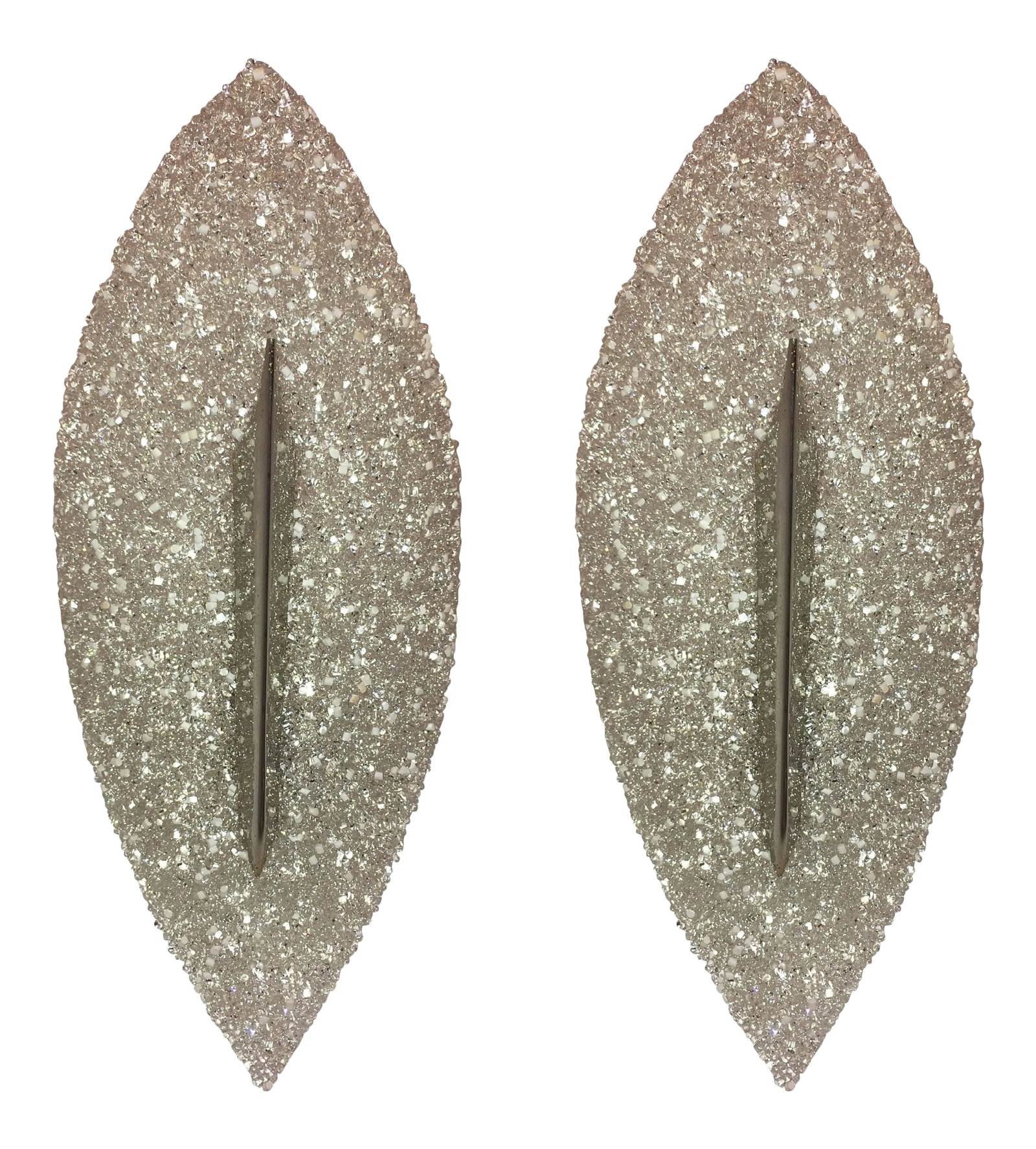 1960s French Resin Sconces - a Pair: A wonderful whimsical set of 1960s French wall lights with sparkly resin flame shades and polished brass fittings. Newly Rewired. One 60w candelabra socket. Newly Rewired. Condition: Alterations: