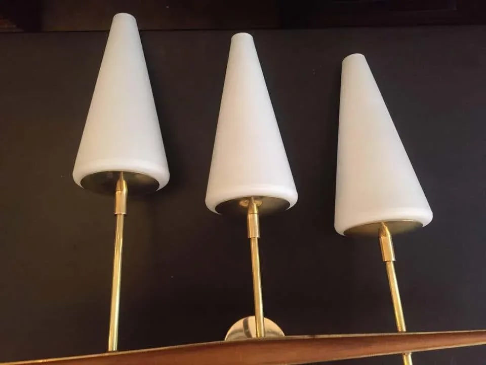 1960s French Teak and Brass Sconces - a Pair - 4