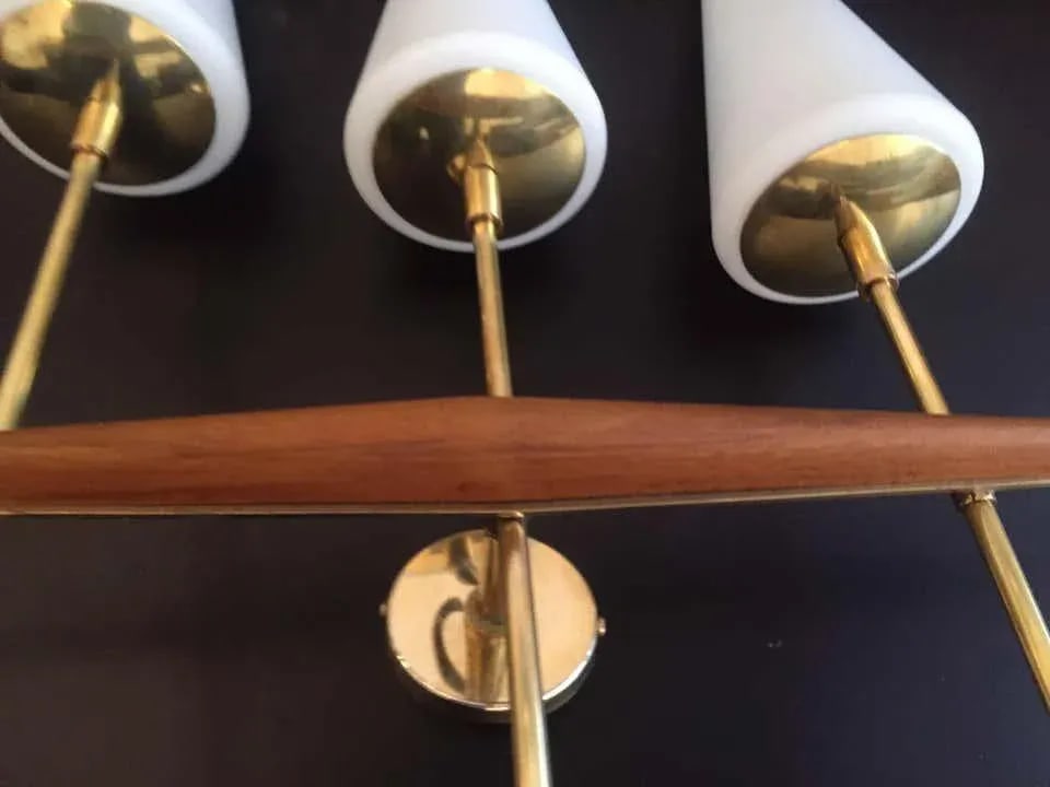 1960s French Teak and Brass Sconces - a Pair - 9