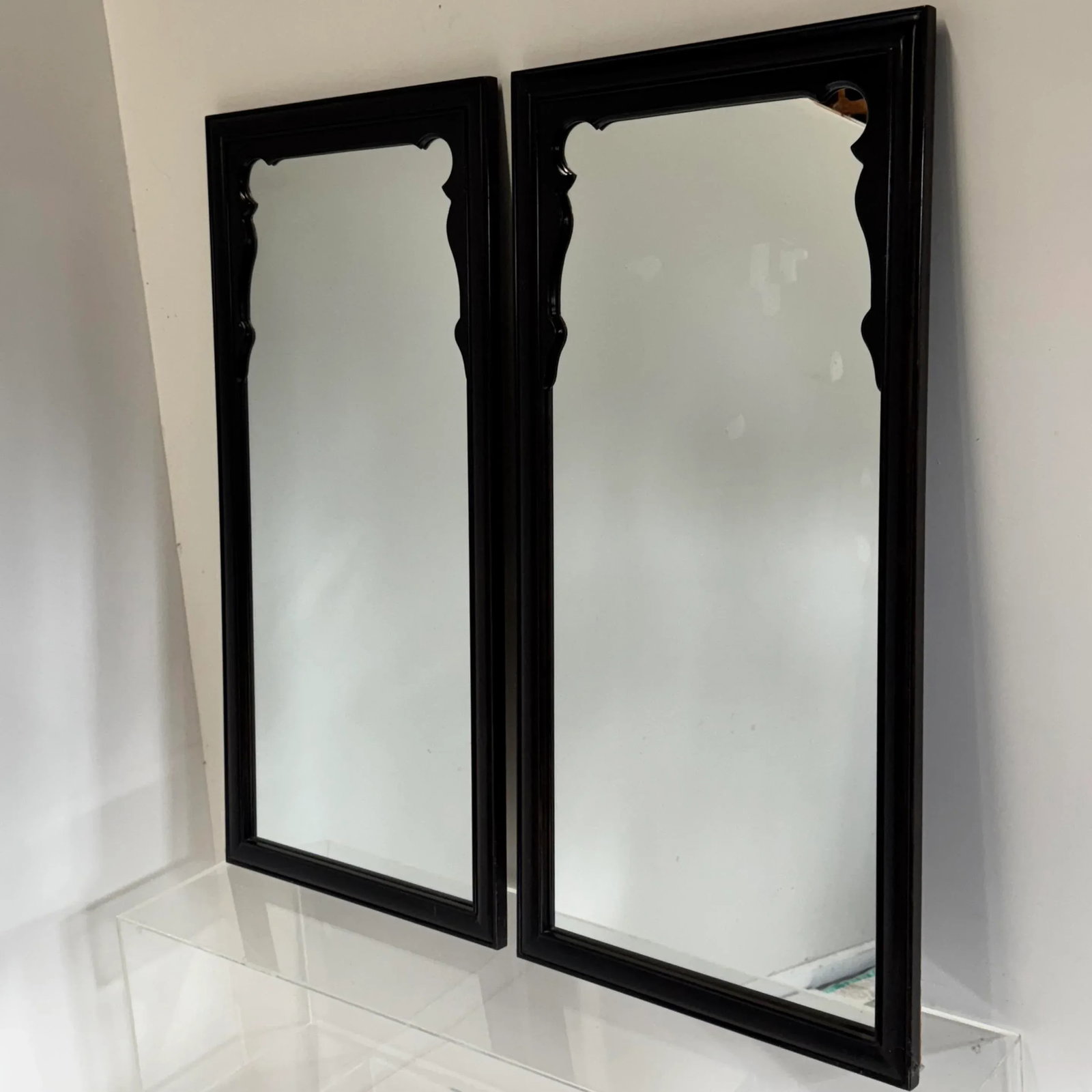 Chinoiserie Black Lacquer Mirrors by Raymond Sobota for Century Furniture Chin Hua Collection - 10