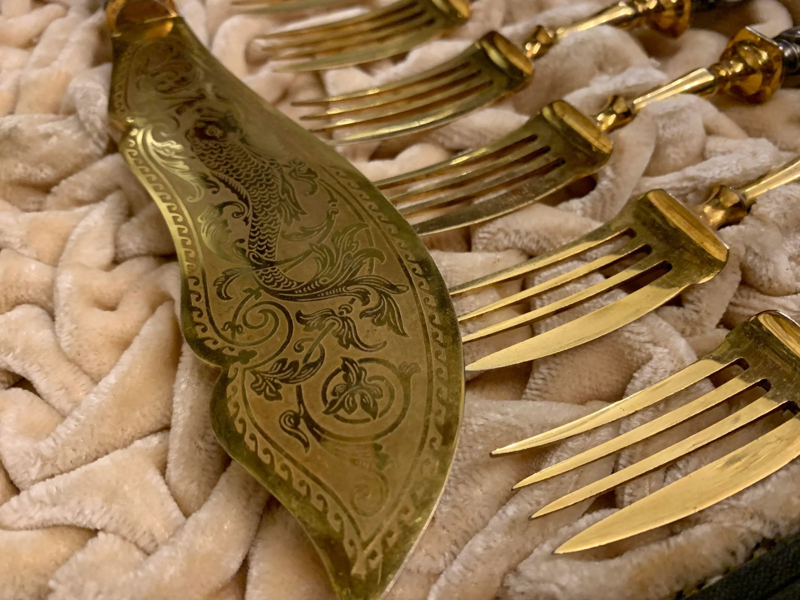 19th Century German Silver and Parcel Fish Service - 15 Piece Set - 10
