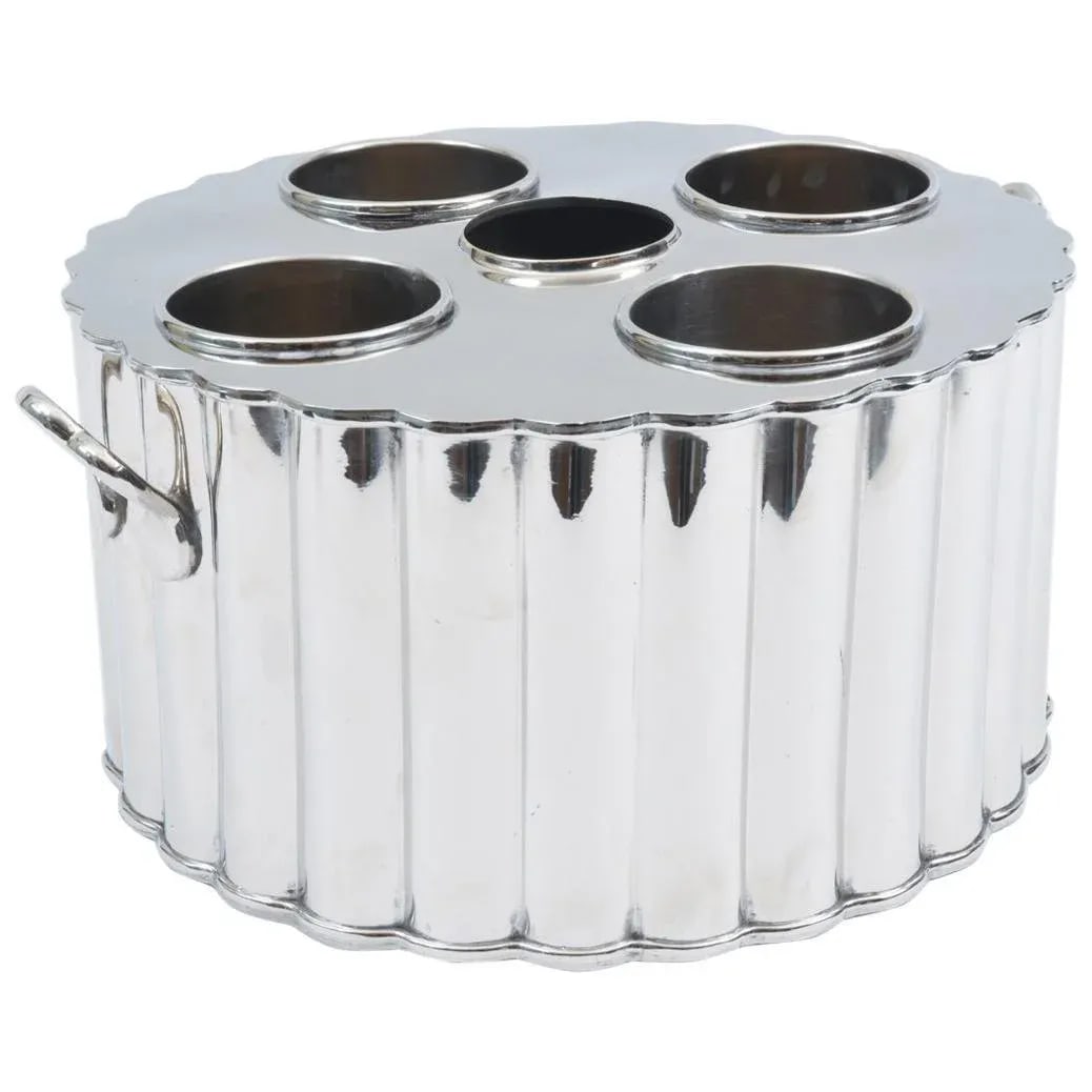 Silver Plate Barware / Tableware Four Bottles Holder with Handles - 11