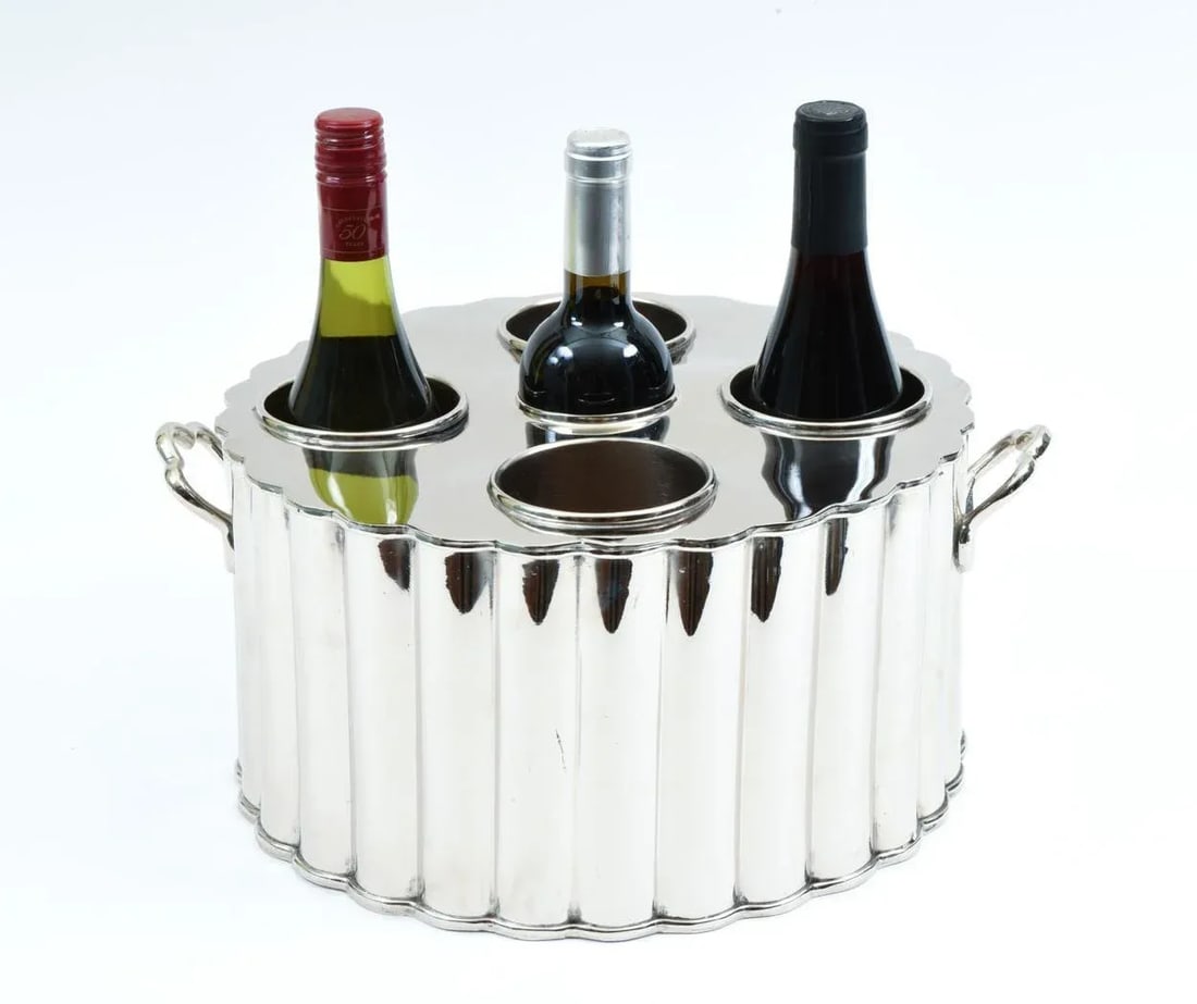 Silver Plate Barware / Tableware Four Bottles Holder with Handles - 5