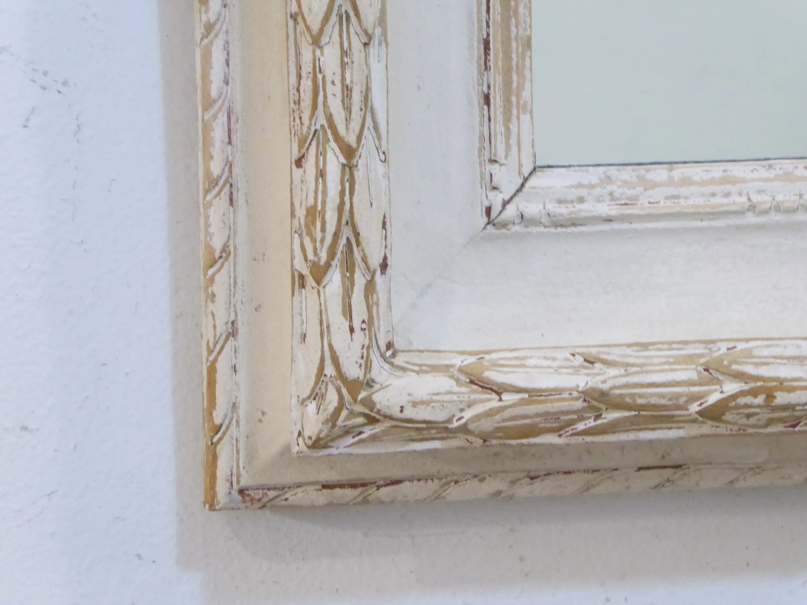 Vintage Carved Whitewashed Mirror - 2
