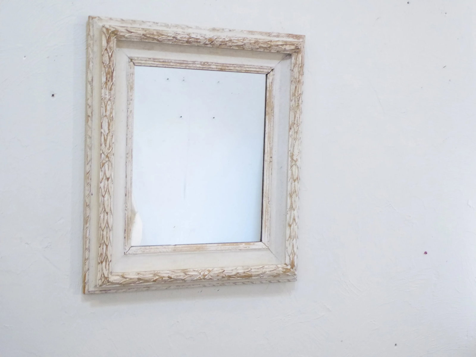 Vintage Carved Whitewashed Mirror - 4