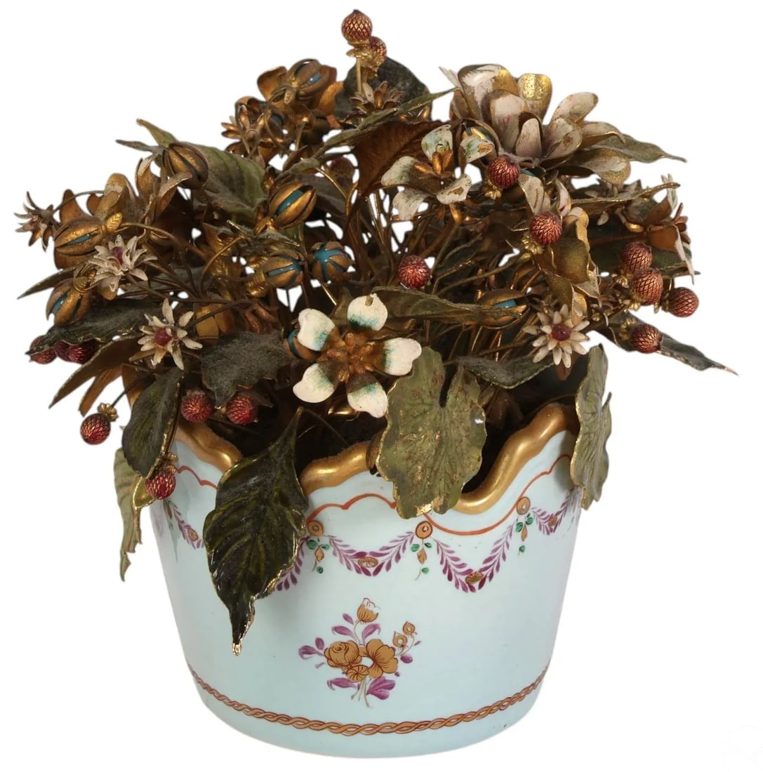 1980s Jane Hutcheson Enameled Flowers in Porcelain Bowl - 3