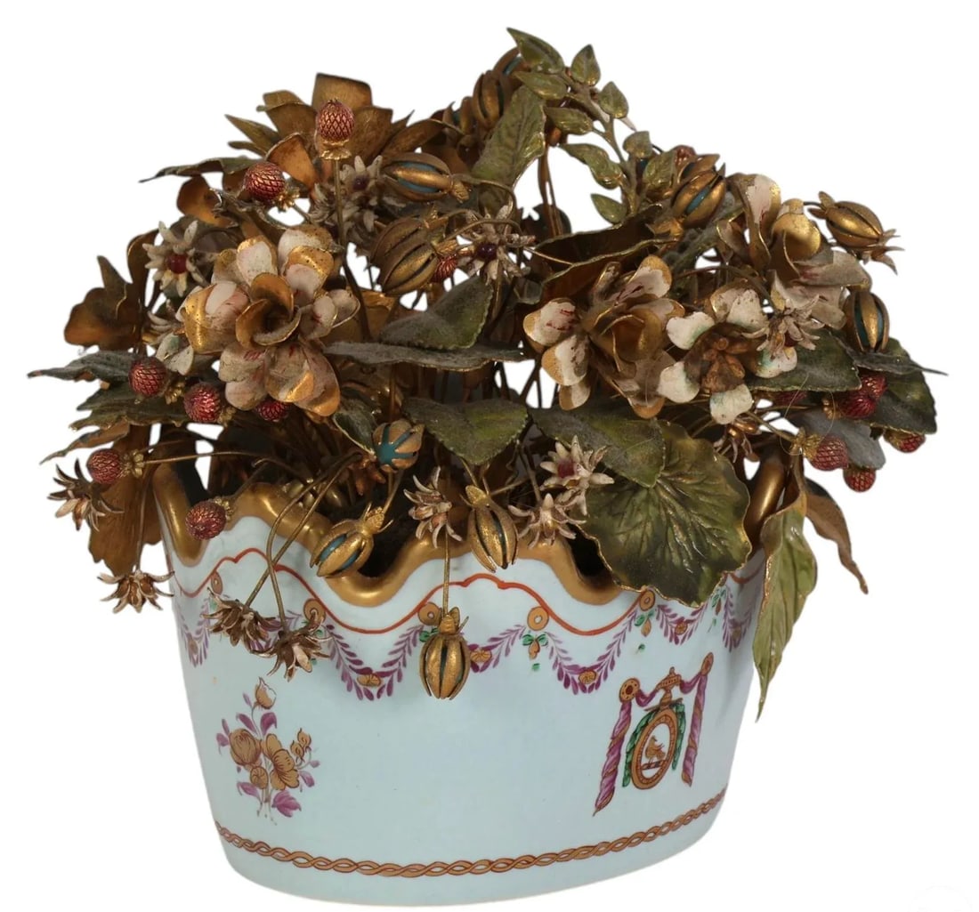 1980s Jane Hutcheson Enameled Flowers in Porcelain Bowl - 5