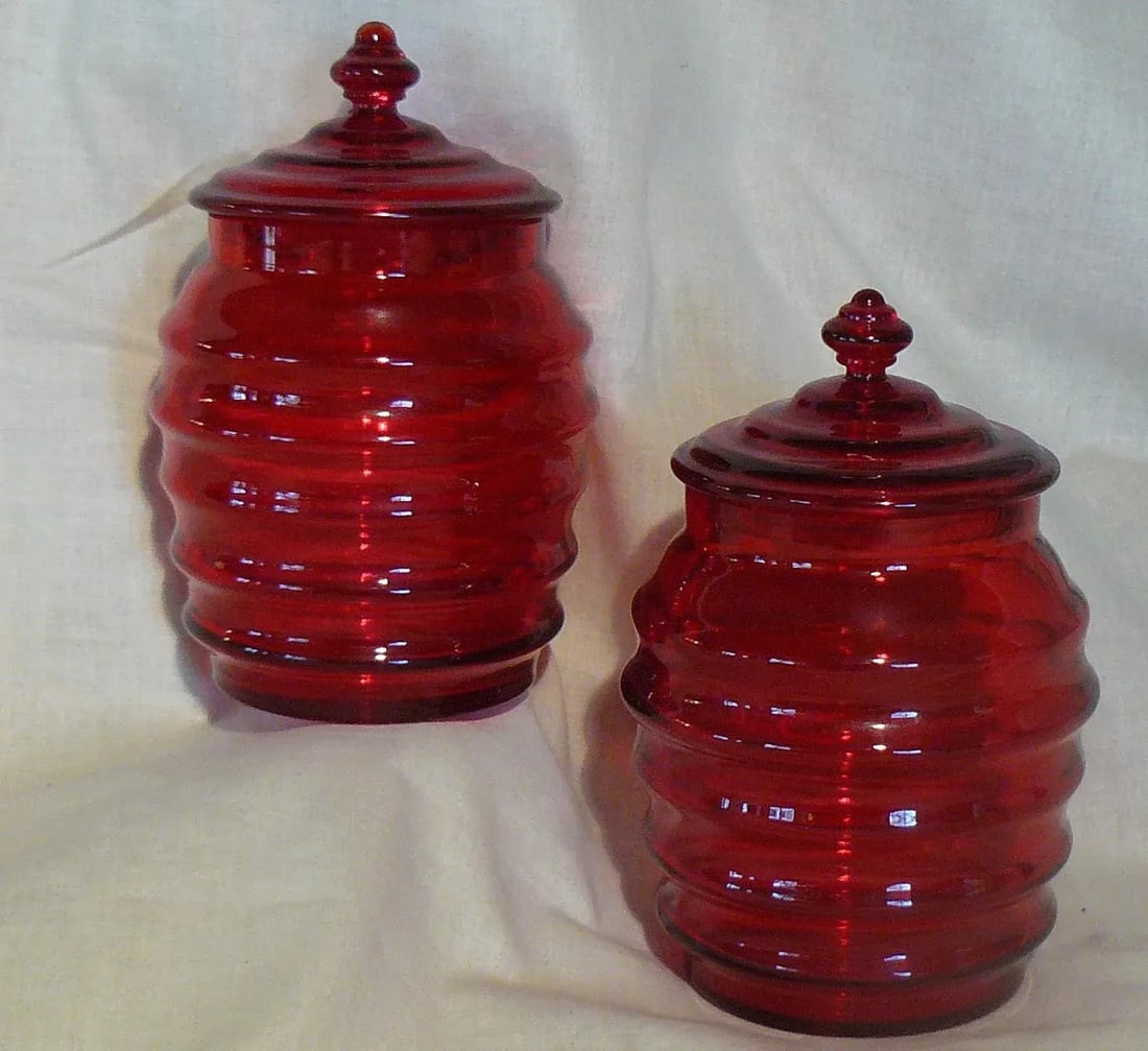 1930s Jean Beck Munchen Signed Art Glass Jars With Lids - a Pair - 12