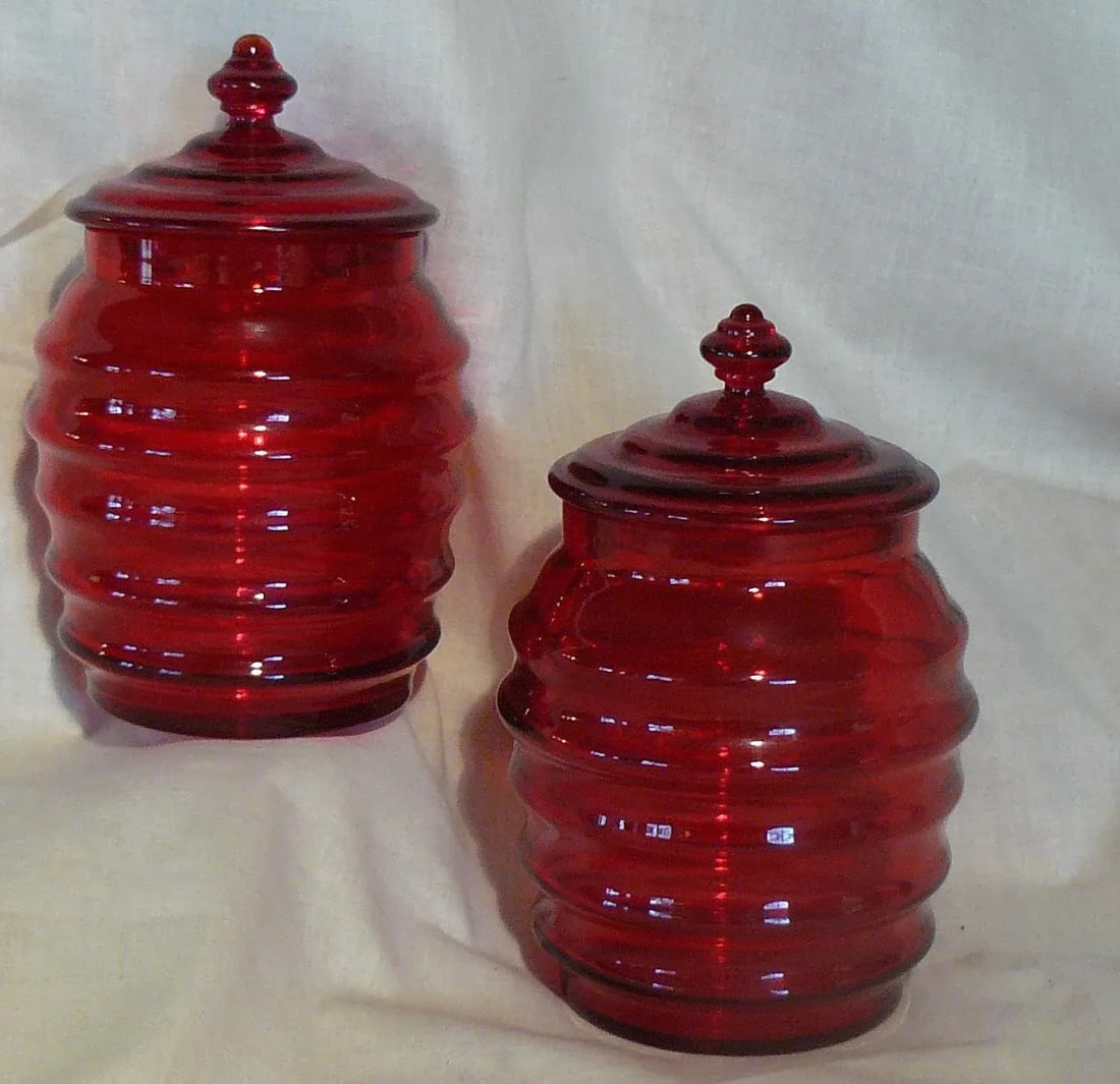 1930s Jean Beck Munchen Signed Art Glass Jars With Lids - a Pair - 2