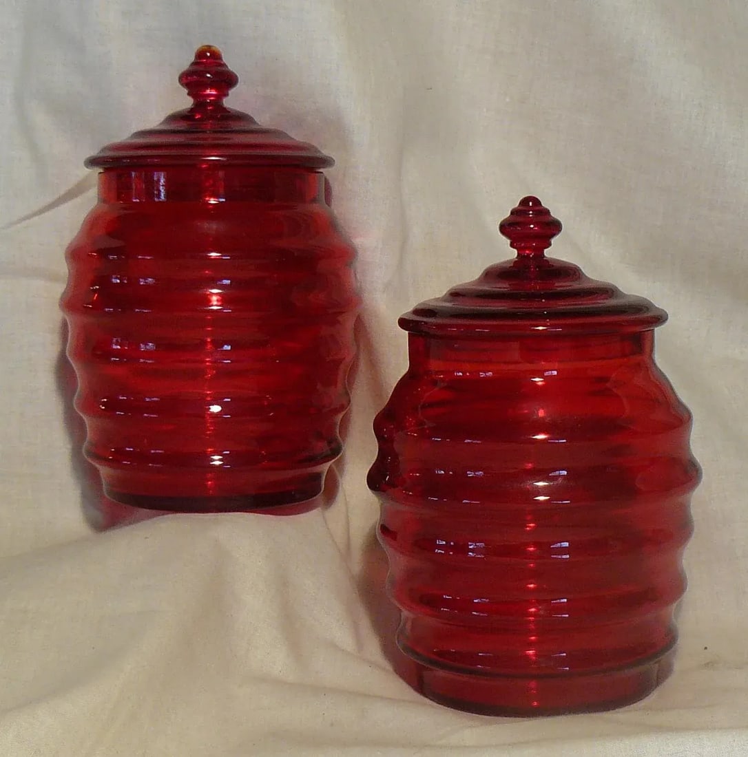 1930s Jean Beck Munchen Signed Art Glass Jars With Lids - a Pair - 3