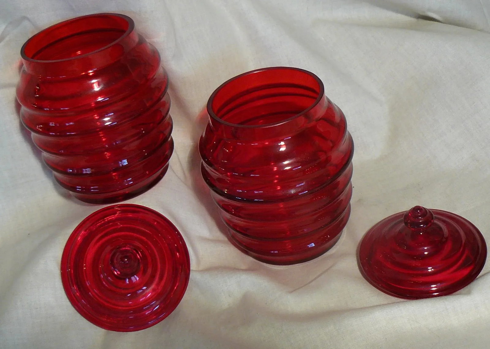 1930s Jean Beck Munchen Signed Art Glass Jars With Lids - a Pair - 4