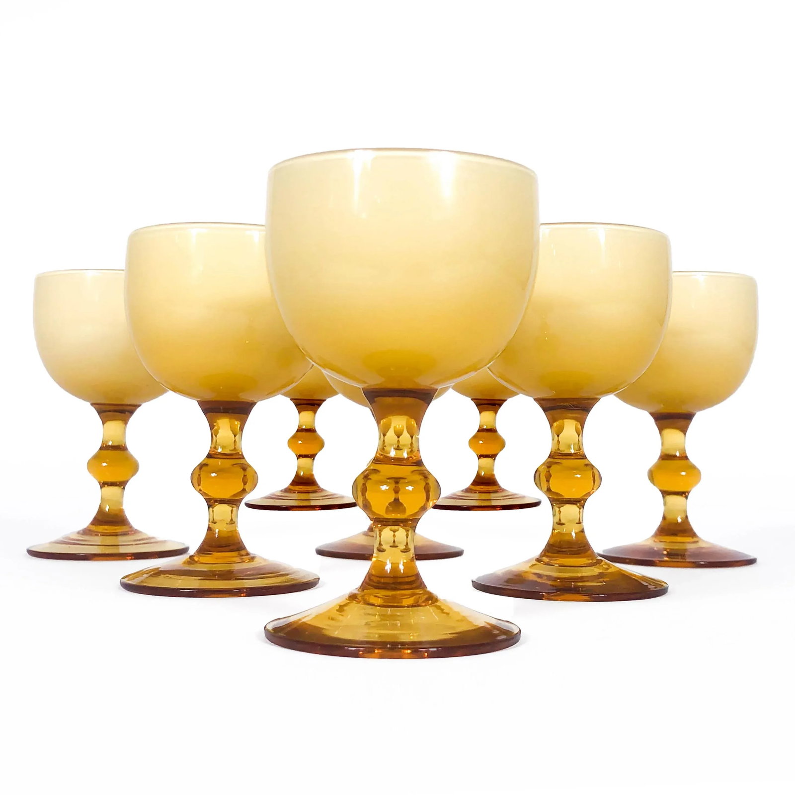 Vintage Carlo Moretti Butterscotch Cased Glass Aperitif Glasses - Set of 8 - 2