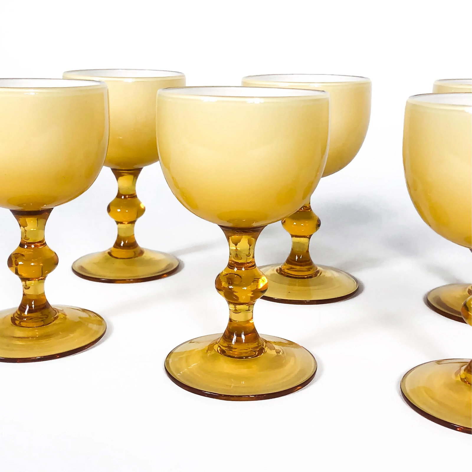 Vintage Carlo Moretti Butterscotch Cased Glass Aperitif Glasses - Set of 8 - 3