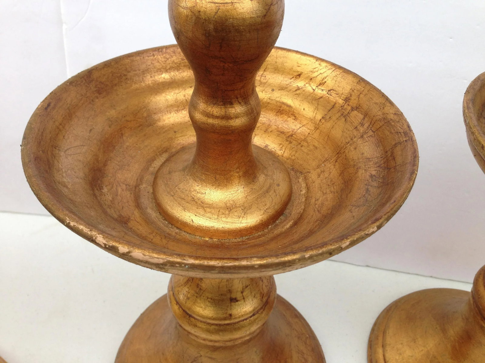 18" Gold Leaf Pottery Candle Holder Stands - Set of 4 - 3