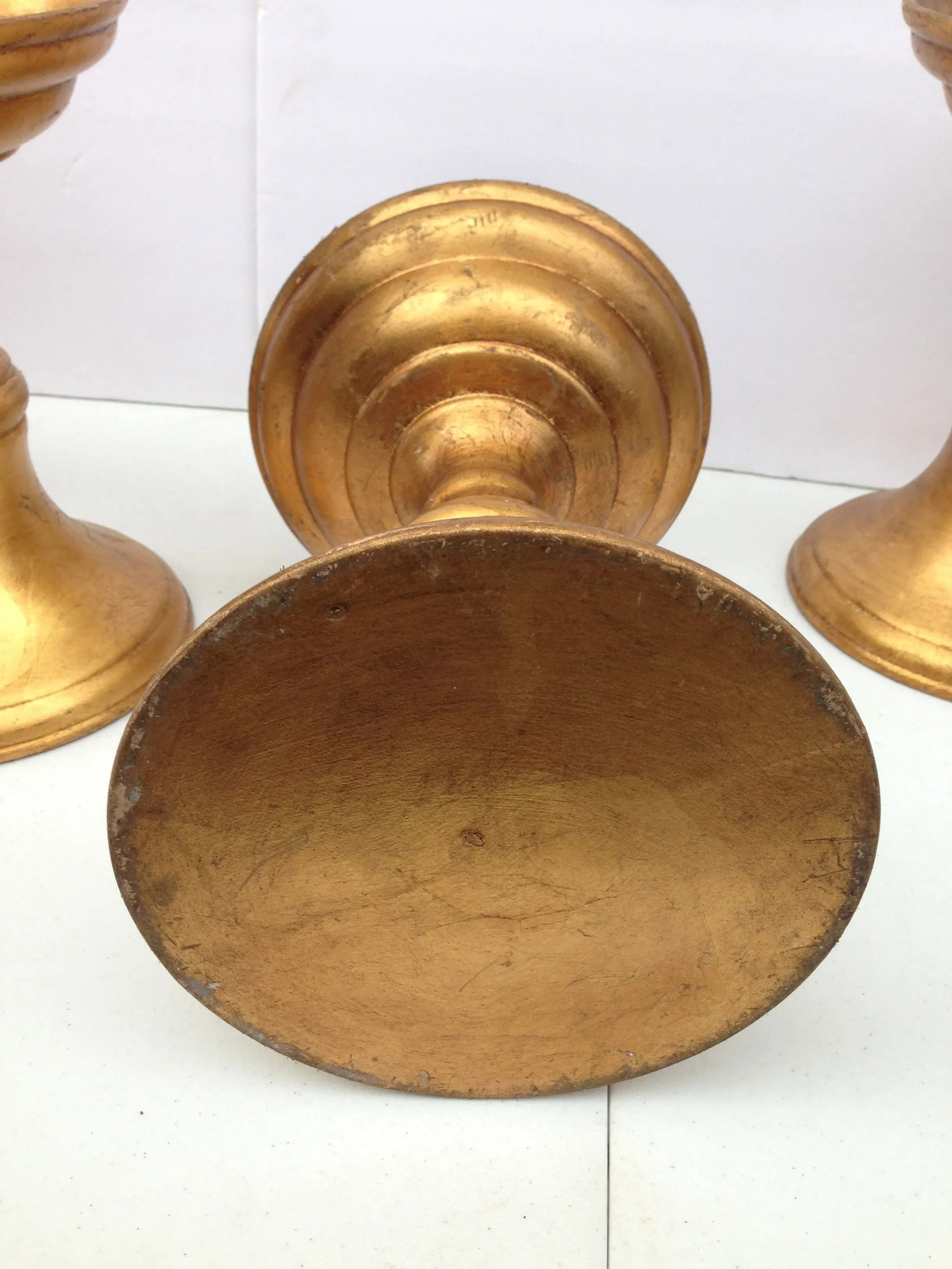 18" Gold Leaf Pottery Candle Holder Stands - Set of 4 - 5