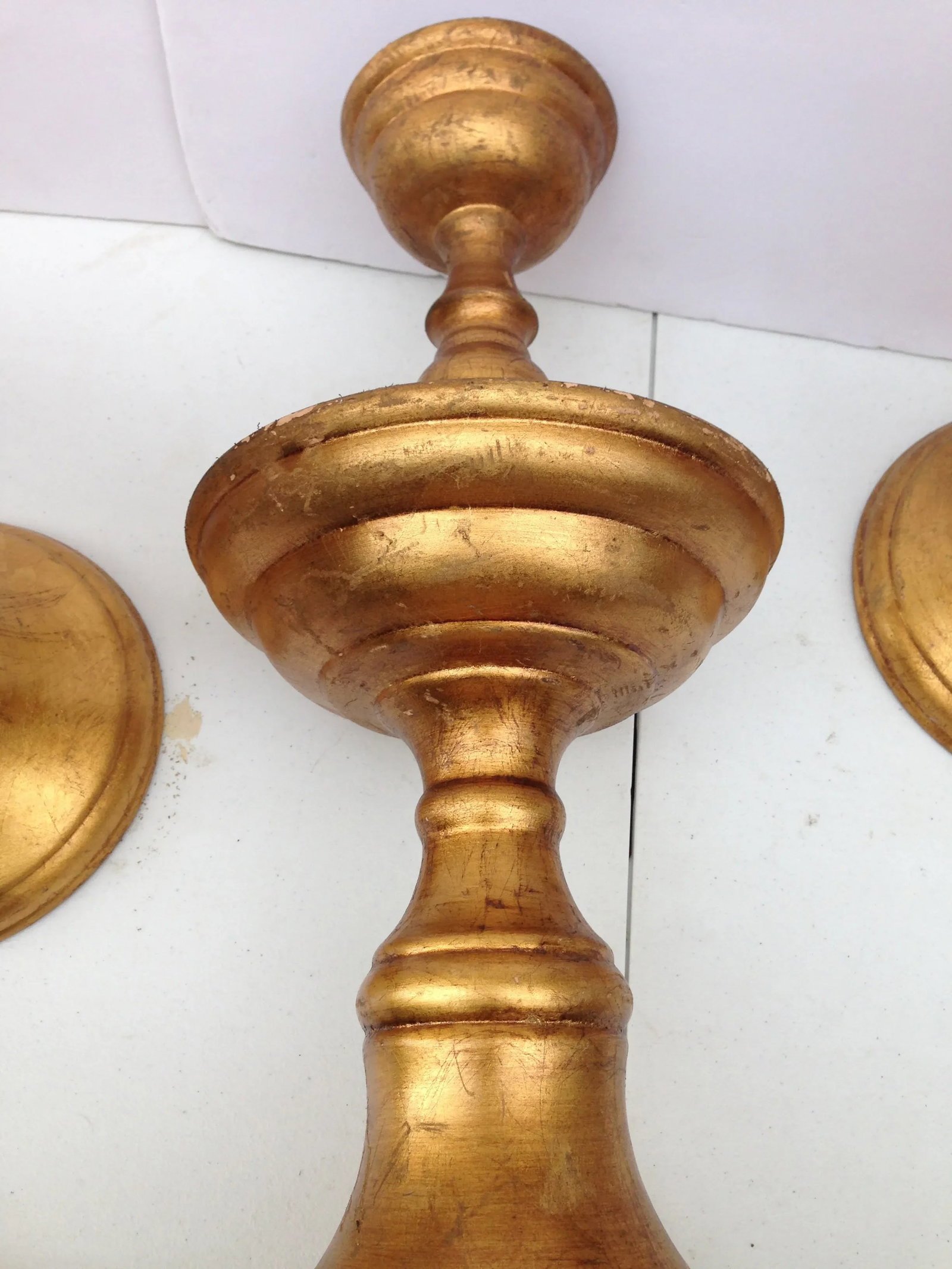 18" Gold Leaf Pottery Candle Holder Stands - Set of 4 - 7