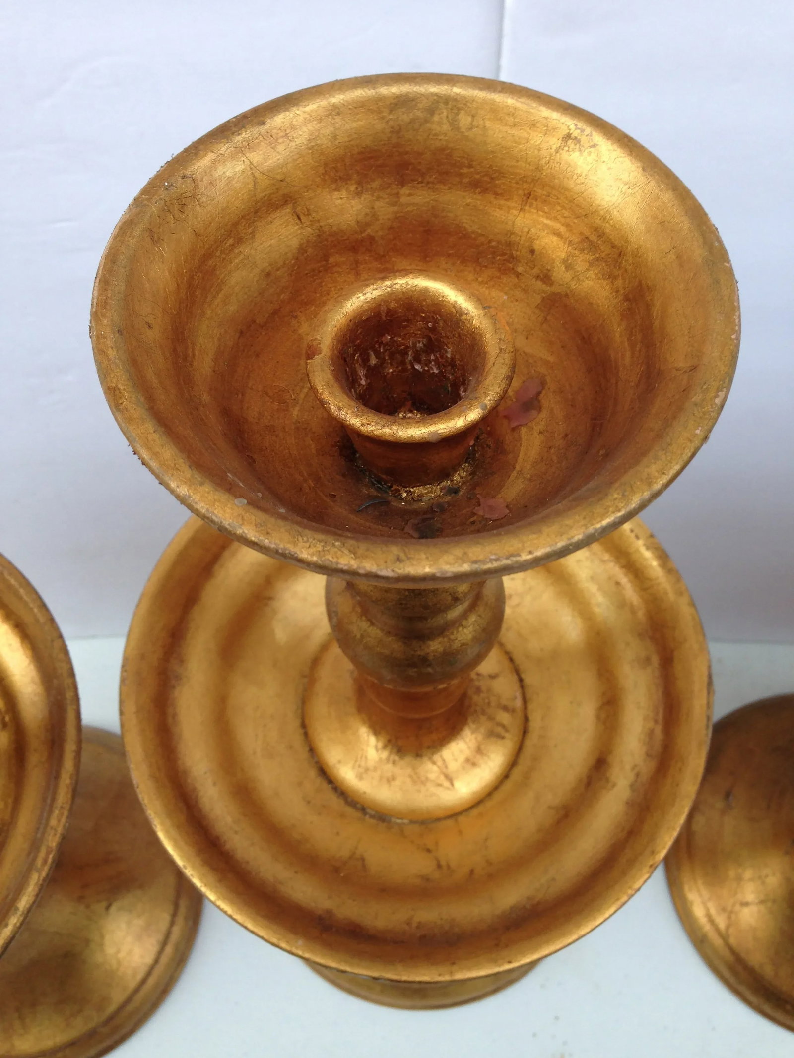 18" Gold Leaf Pottery Candle Holder Stands - Set of 4 - 8