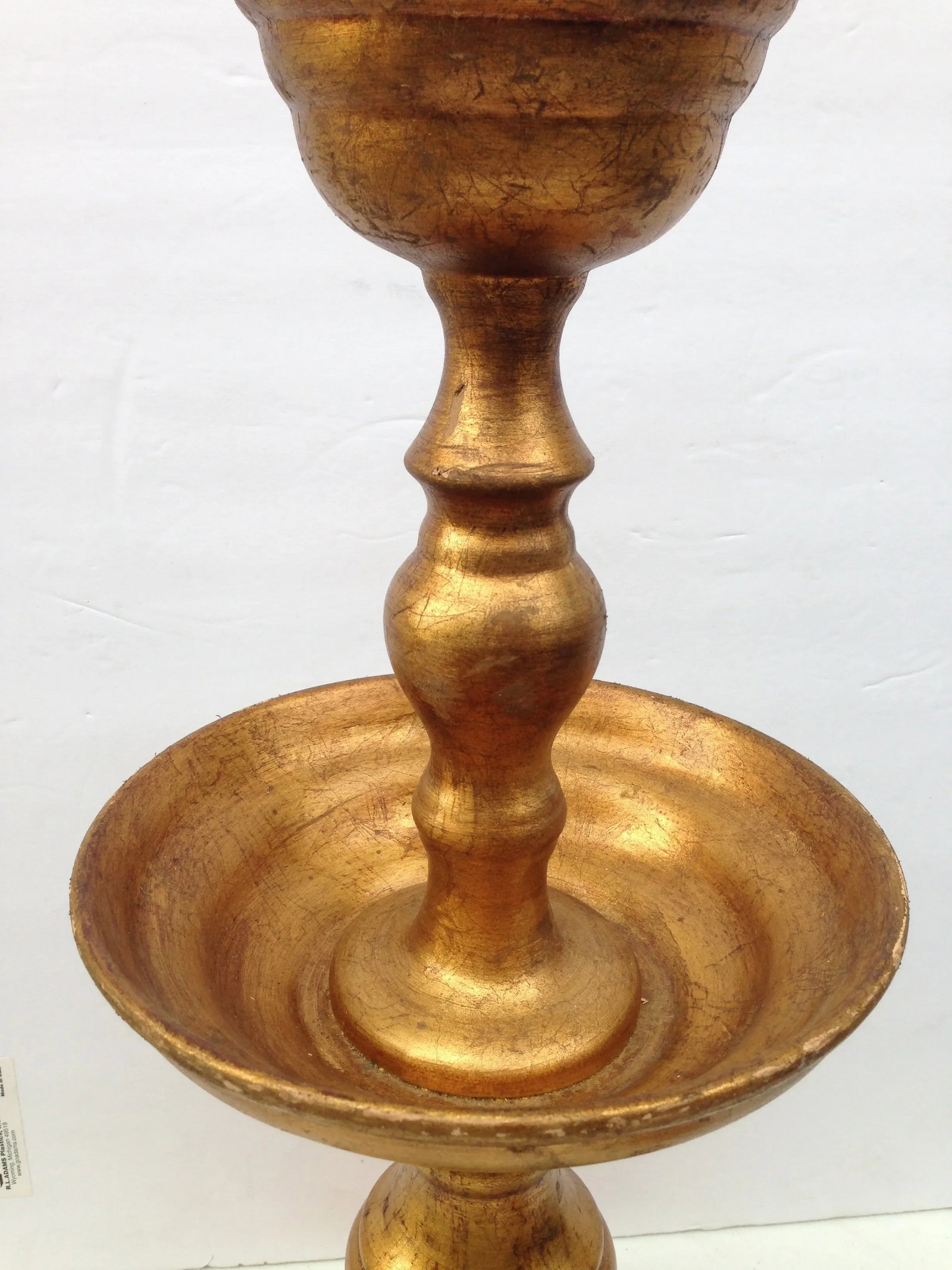 18" Gold Leaf Pottery Candle Holder Stands - Set of 4 - 9