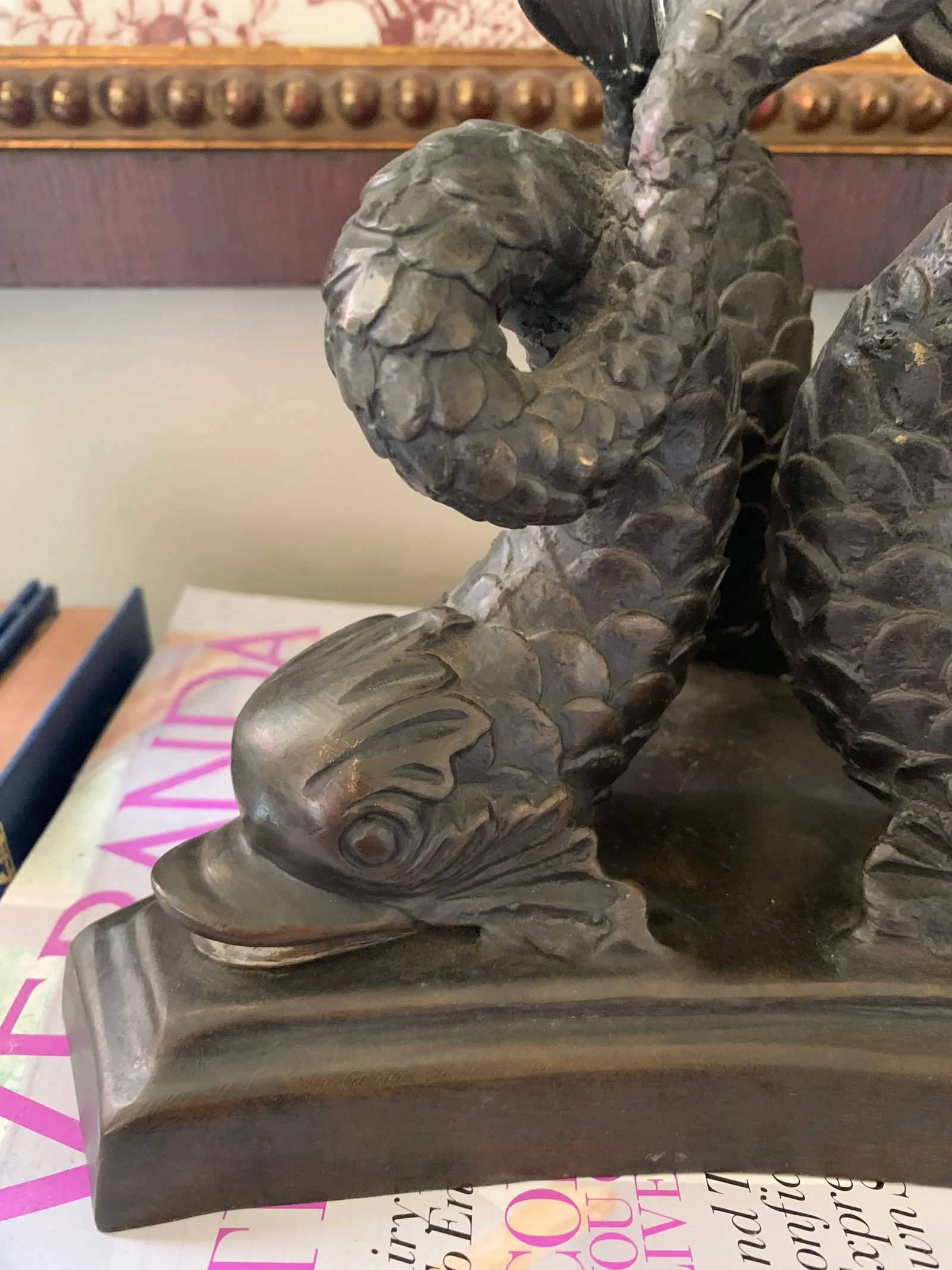 19th Century Empire Bronze 3 Dolphins Candelabra - 2