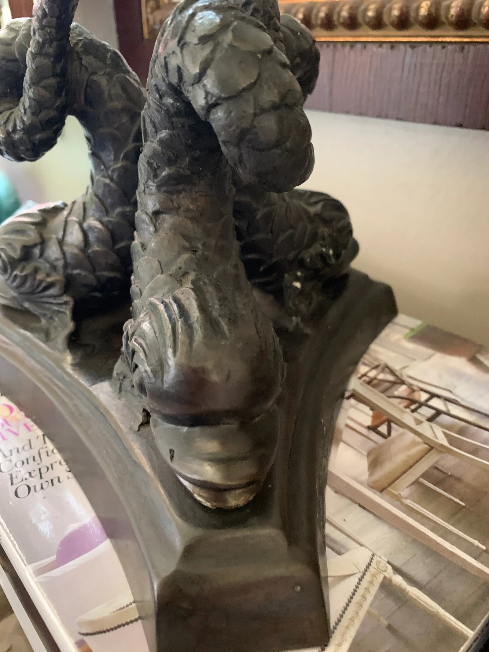 19th Century Empire Bronze 3 Dolphins Candelabra - 3