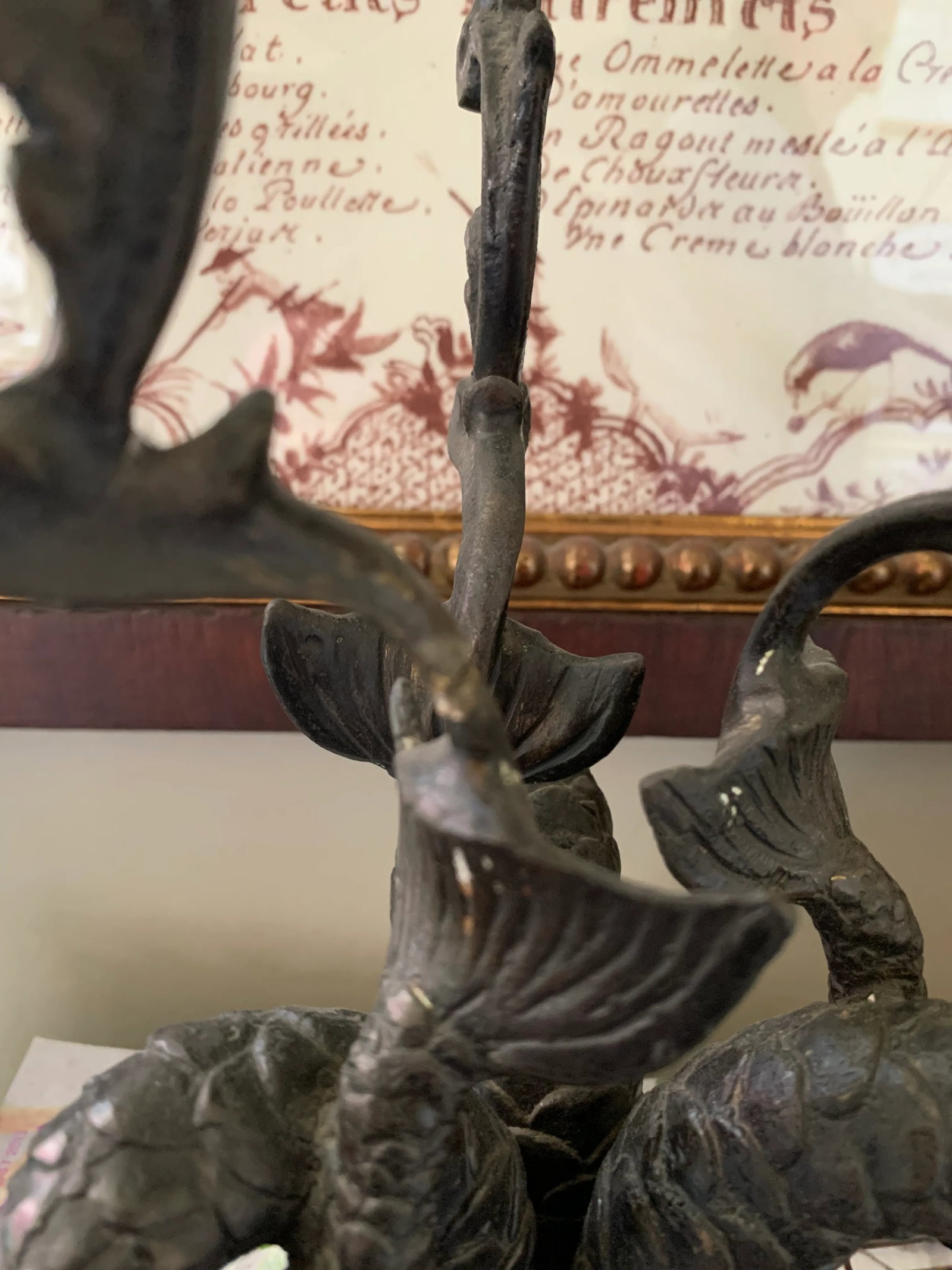 19th Century Empire Bronze 3 Dolphins Candelabra - 4