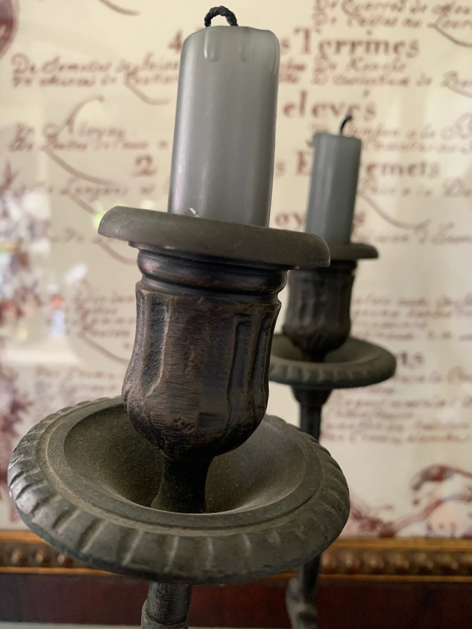 19th Century Empire Bronze 3 Dolphins Candelabra - 5