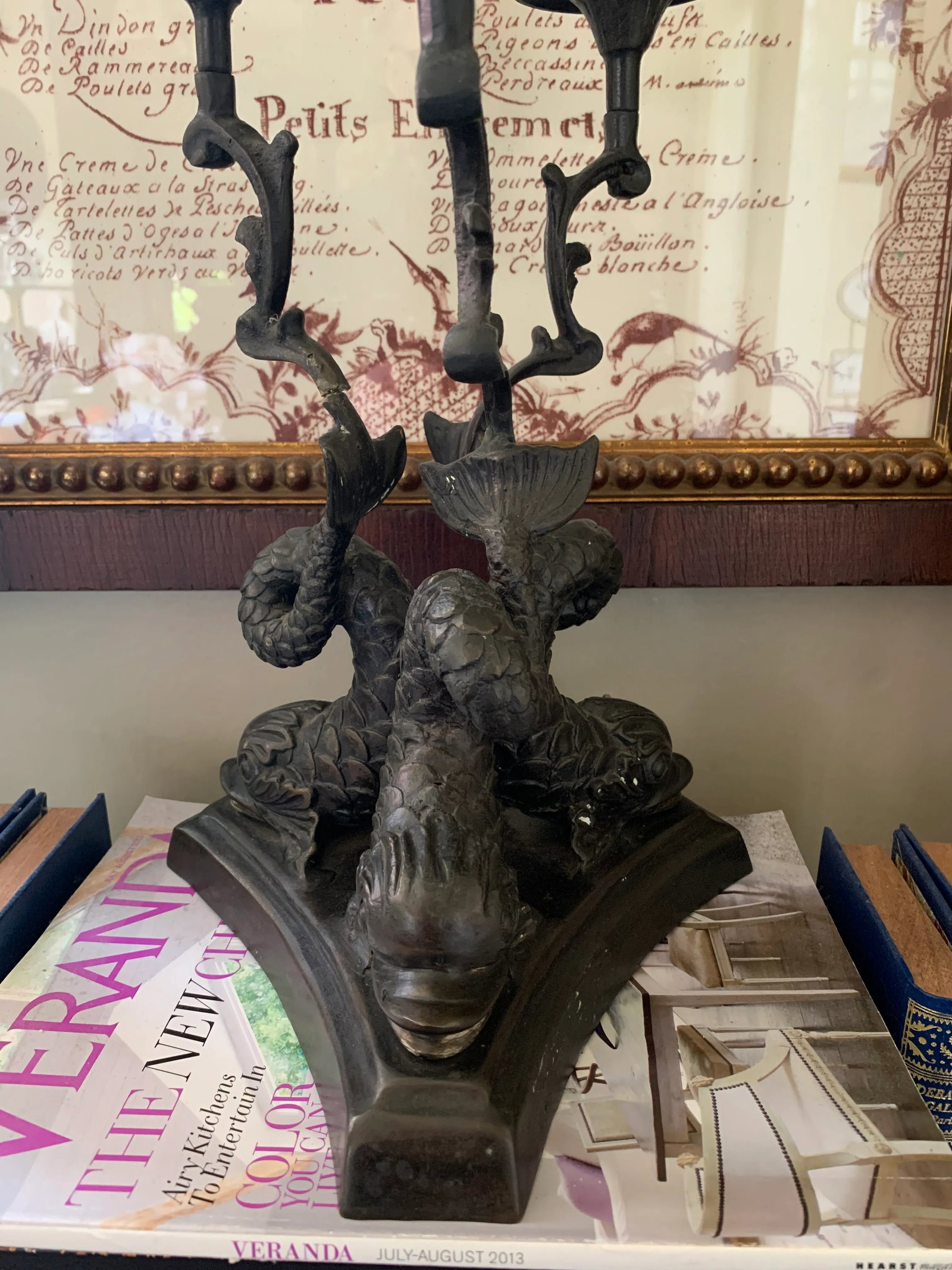 19th Century Empire Bronze 3 Dolphins Candelabra - 6