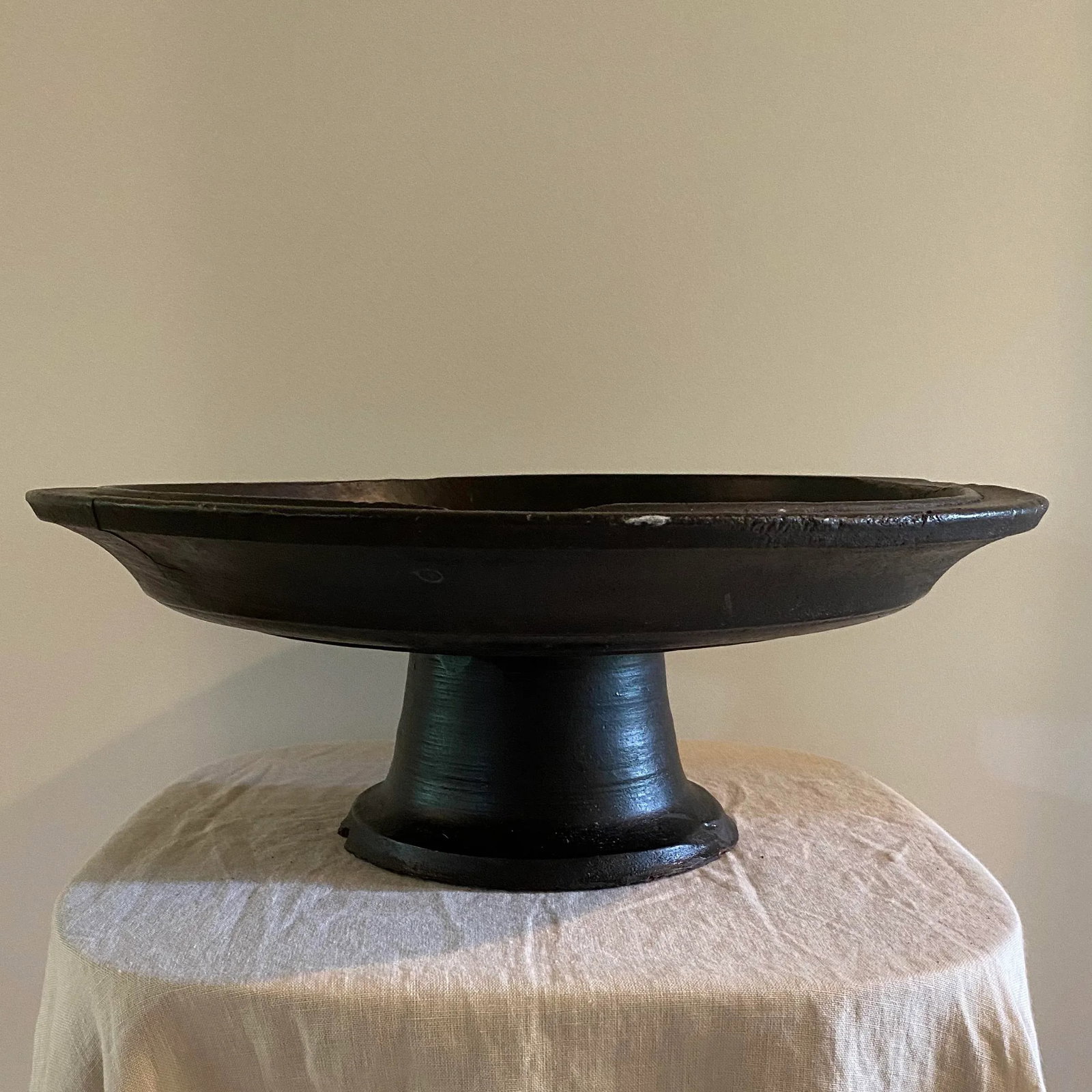 Early 20th Century Antique Hand Carved Wooden Offering Tray - 13