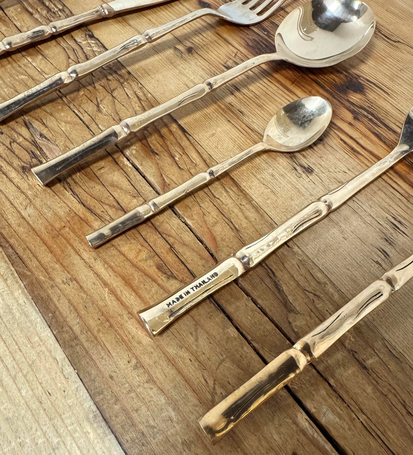 Vintage Faux Bamboo Nickelbronze Flatware, Set of 143 - 10