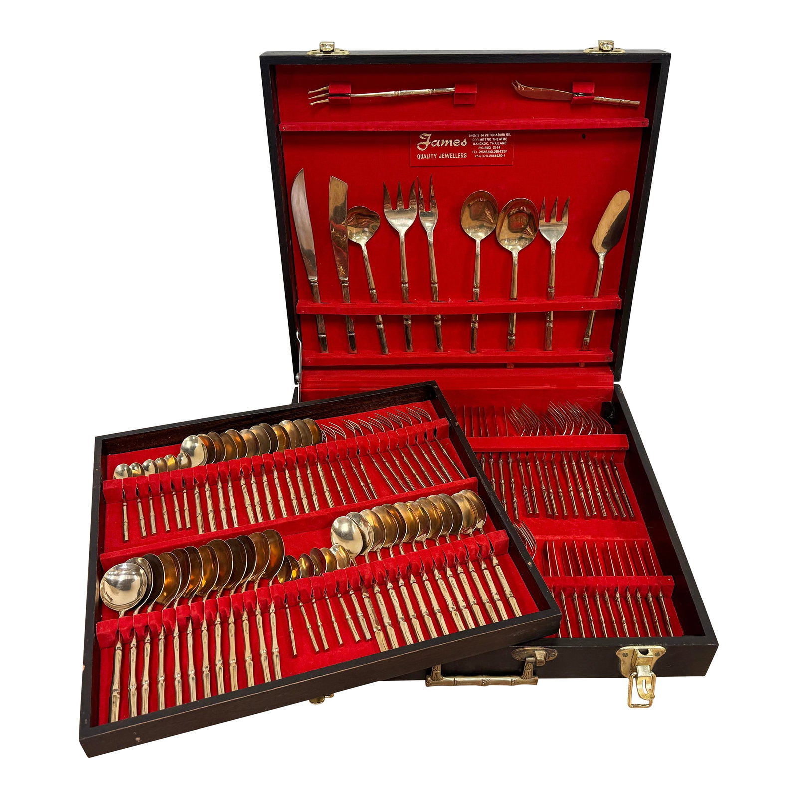 Vintage Faux Bamboo Nickelbronze Flatware, Set of 143 (1 of 12)