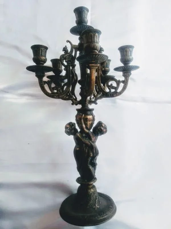 French Louis XV Style 19th Century Bronze 6 Arm Cherub Candelabras - A Pair - 2