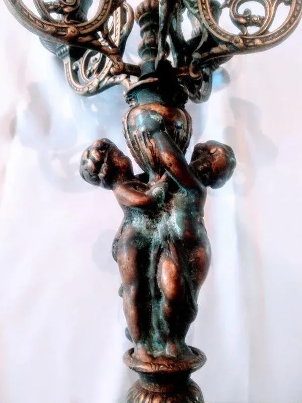French Louis XV Style 19th Century Bronze 6 Arm Cherub Candelabras - A Pair - 3