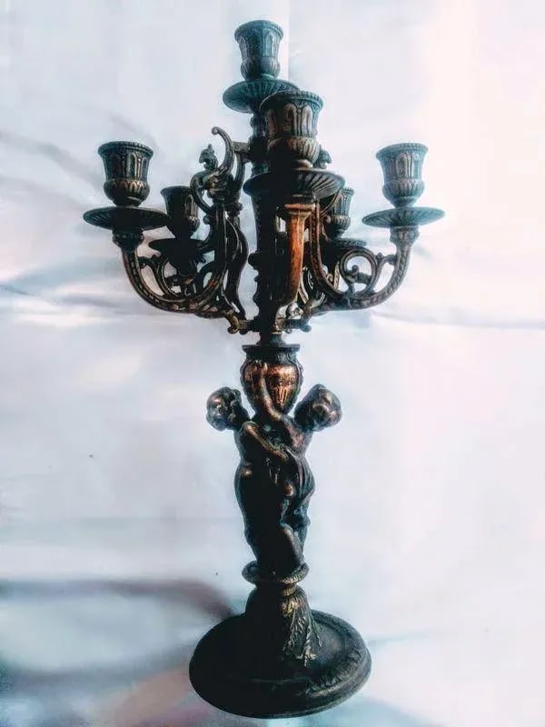 French Louis XV Style 19th Century Bronze 6 Arm Cherub Candelabras - A Pair - 5