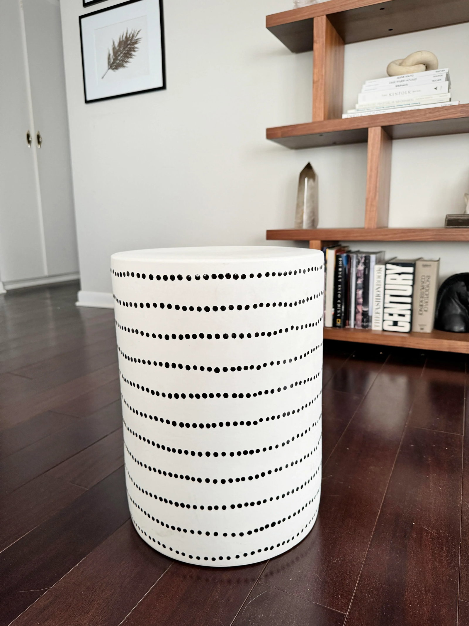 Minimalist Black and White Dot Pattern Made Goods Geoffrey Ceramic Indoor/Outdoor Stool - 2