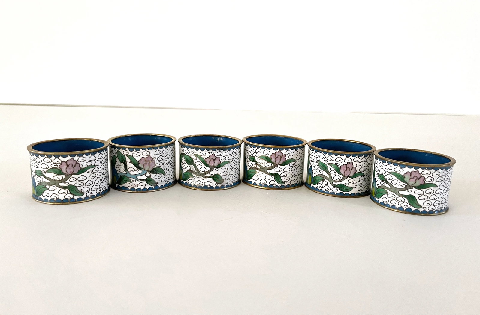 Vintage Cloisonne Napkin Rings, Set 6 - 5