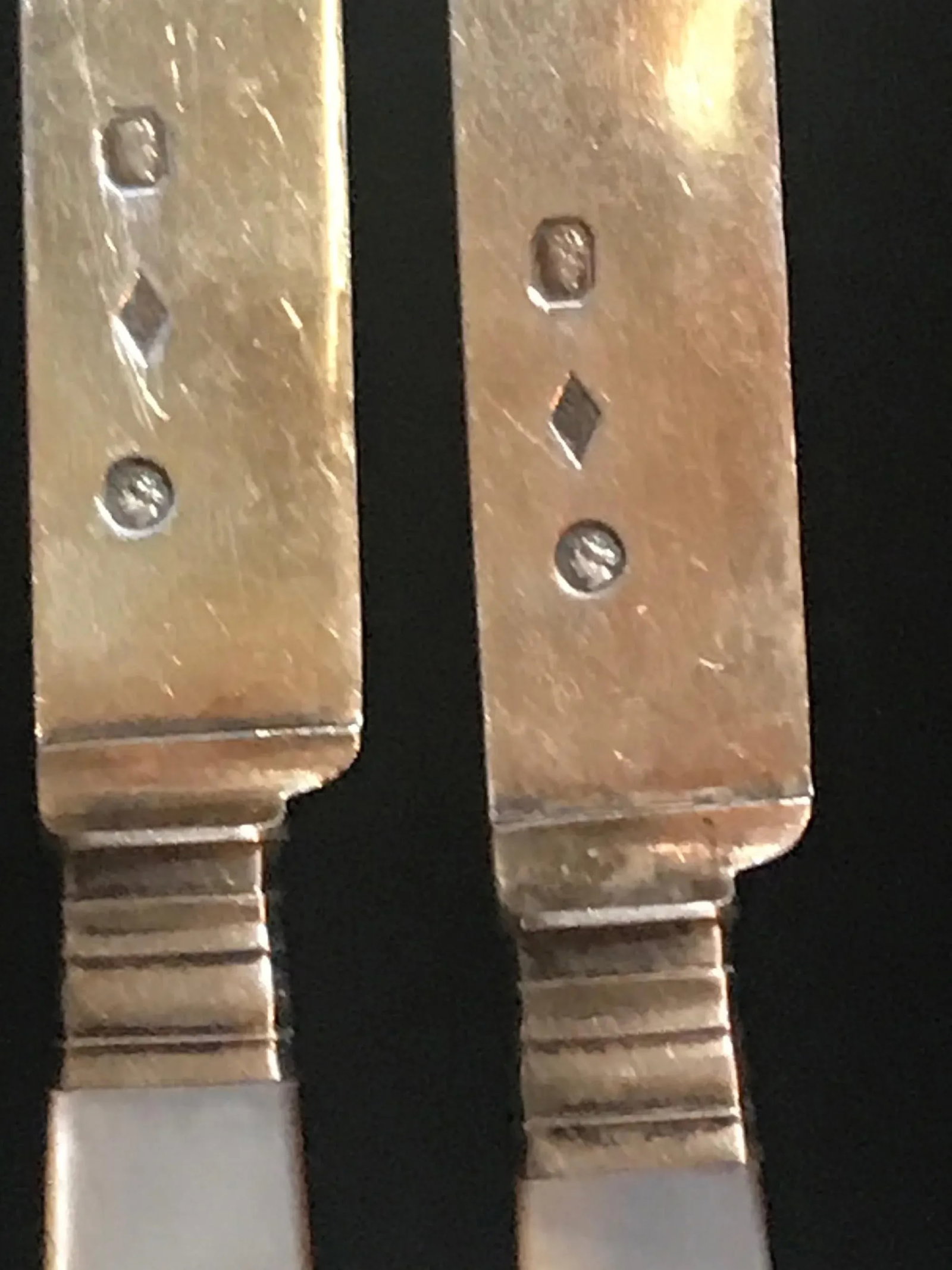 Early 19th Century Antique French Silver Gilt Fruit Knives With Mother of Pearl Handle, Paris 1820 - - 2