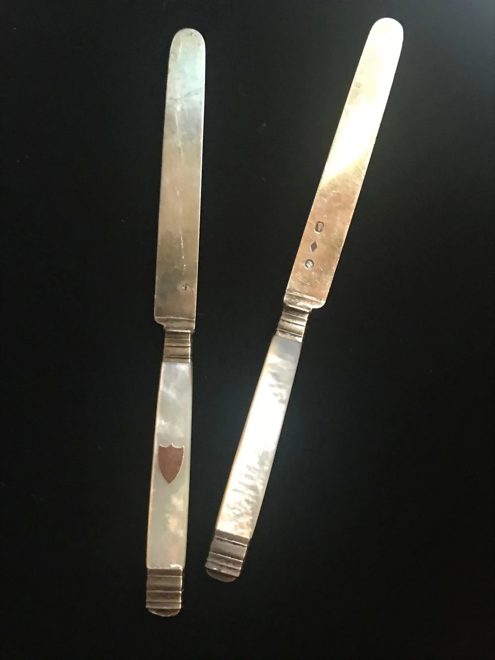 Early 19th Century Antique French Silver Gilt Fruit Knives With Mother of Pearl Handle, Paris 1820 - - 6