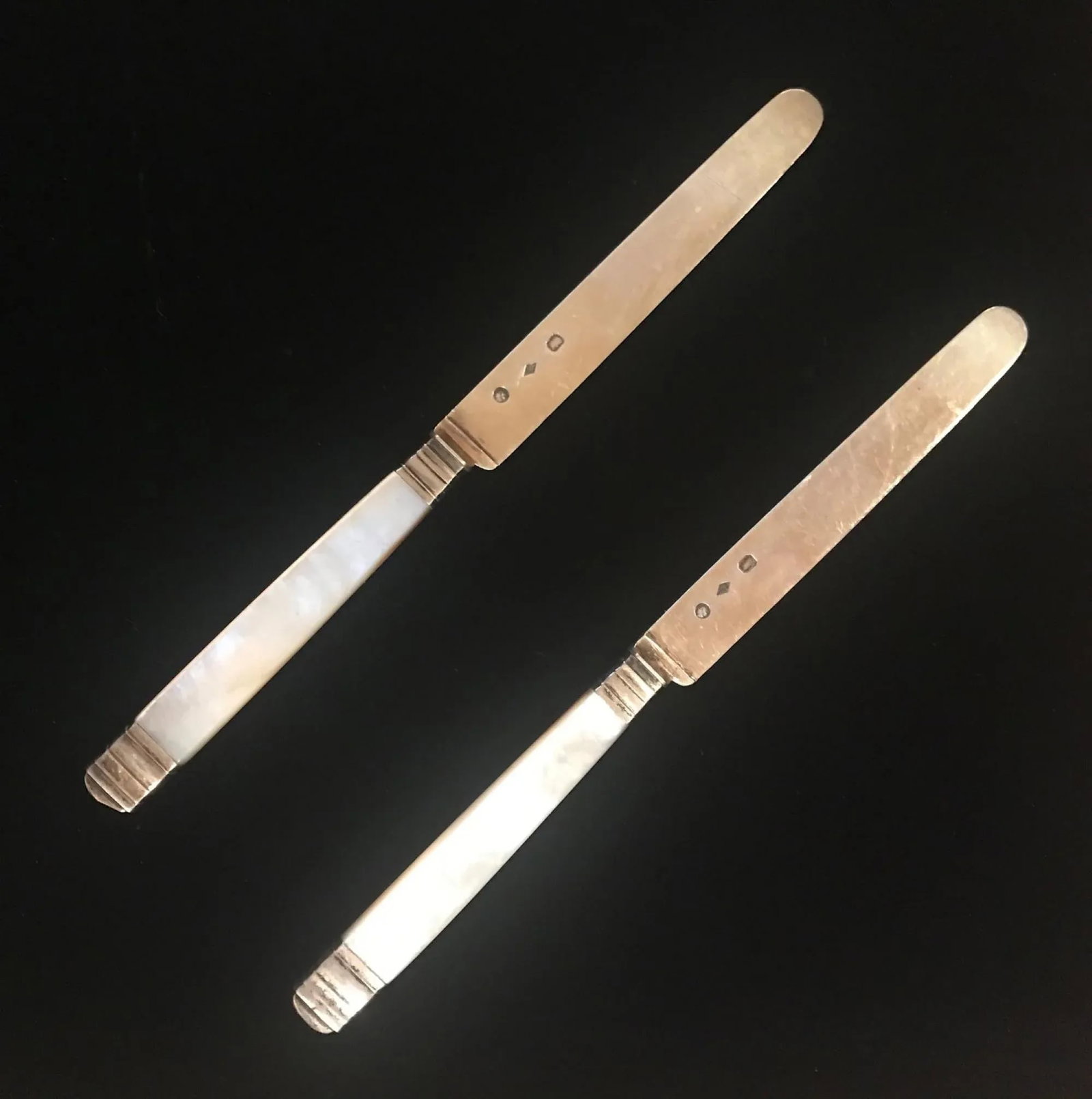 Early 19th Century Antique French Silver Gilt Fruit Knives With Mother of Pearl Handle, Paris 1820 - - 8